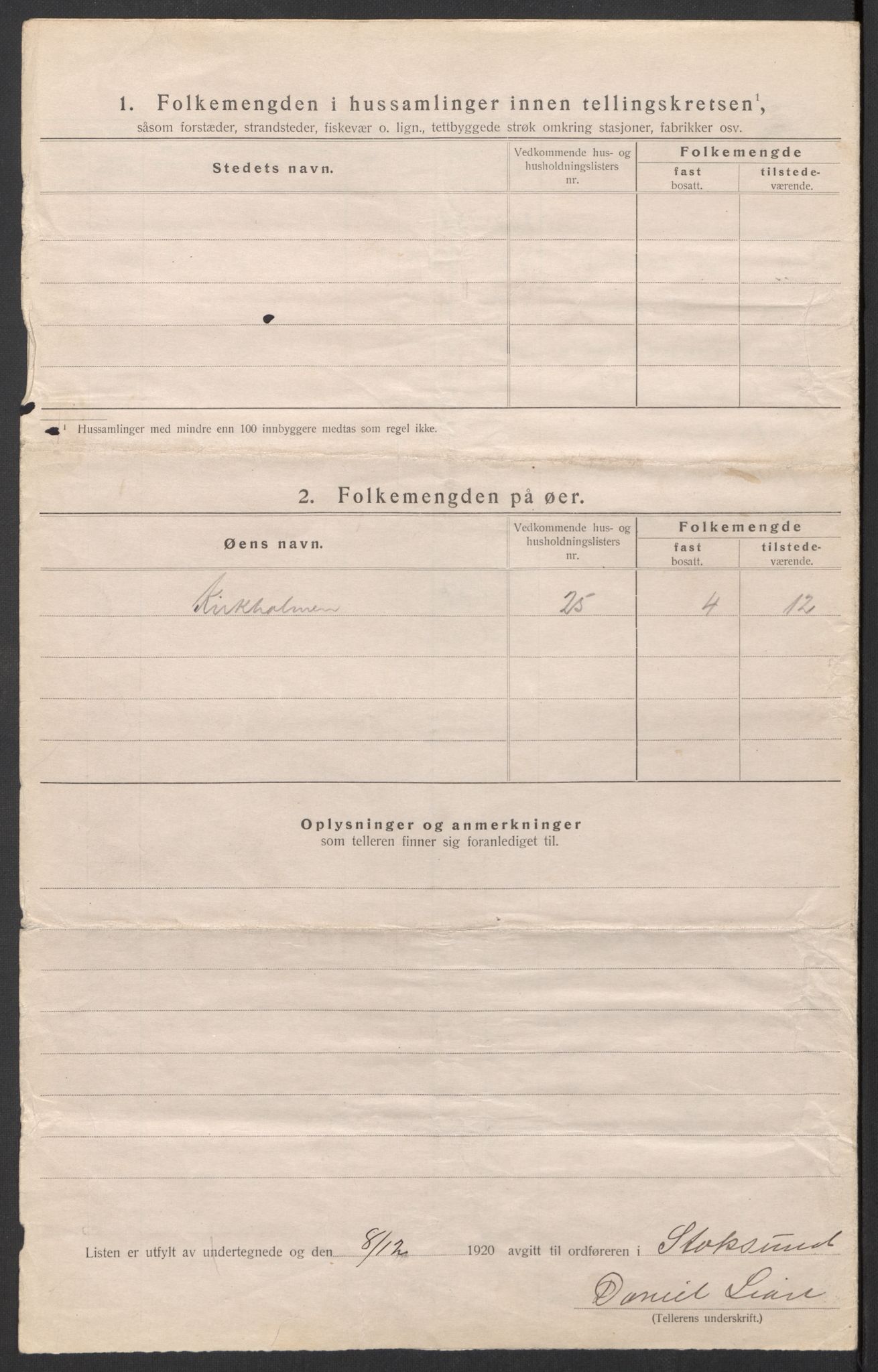 SAT, 1920 census for Stoksund, 1920, p. 10