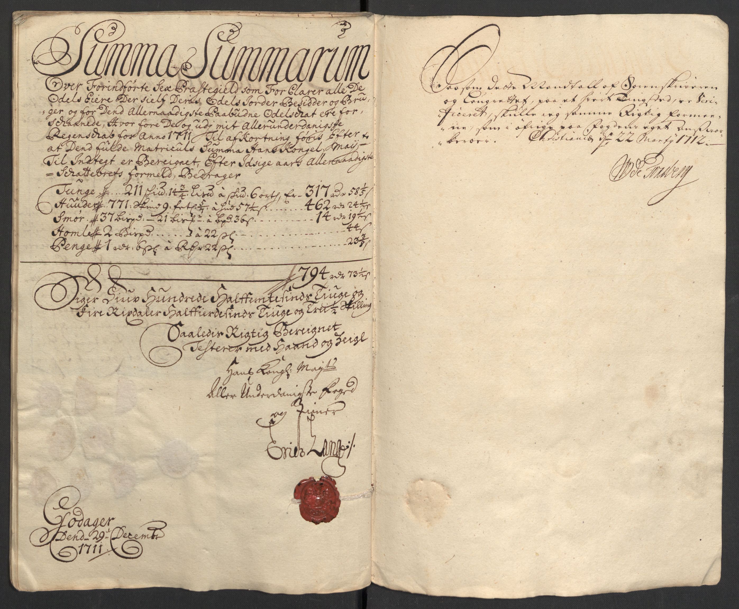 Rentekammeret inntil 1814, Reviderte regnskaper, Fogderegnskap, AV/RA-EA-4092/R16/L1048: Fogderegnskap Hedmark, 1711, p. 66