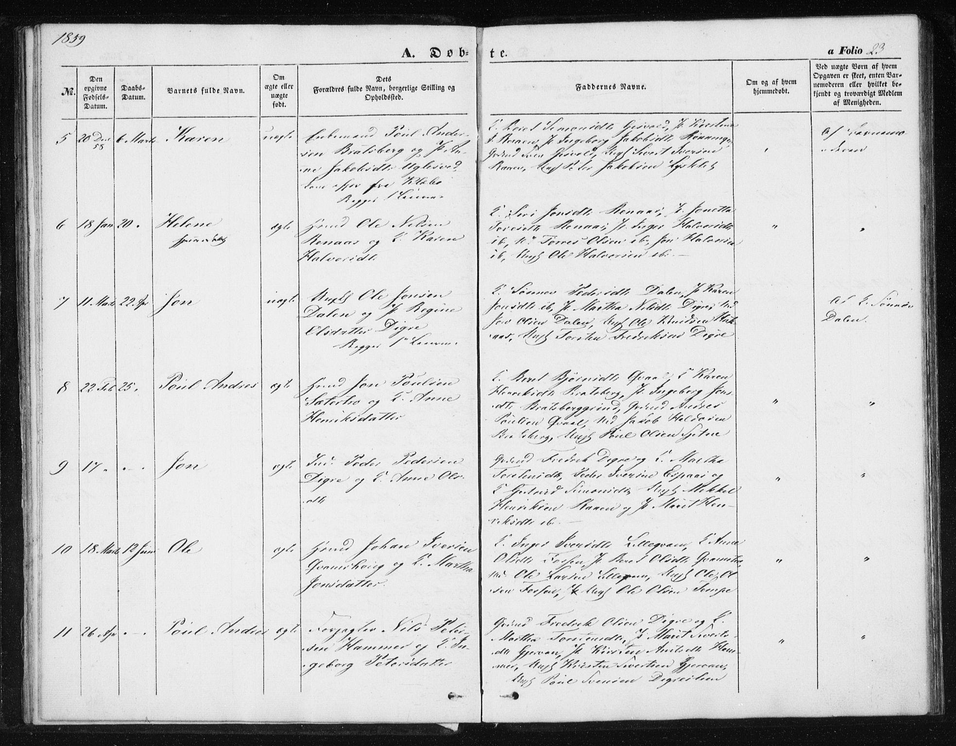 Ministerialprotokoller, klokkerbøker og fødselsregistre - Sør-Trøndelag, SAT/A-1456/608/L0332: Parish register (official) no. 608A01, 1848-1861, p. 23