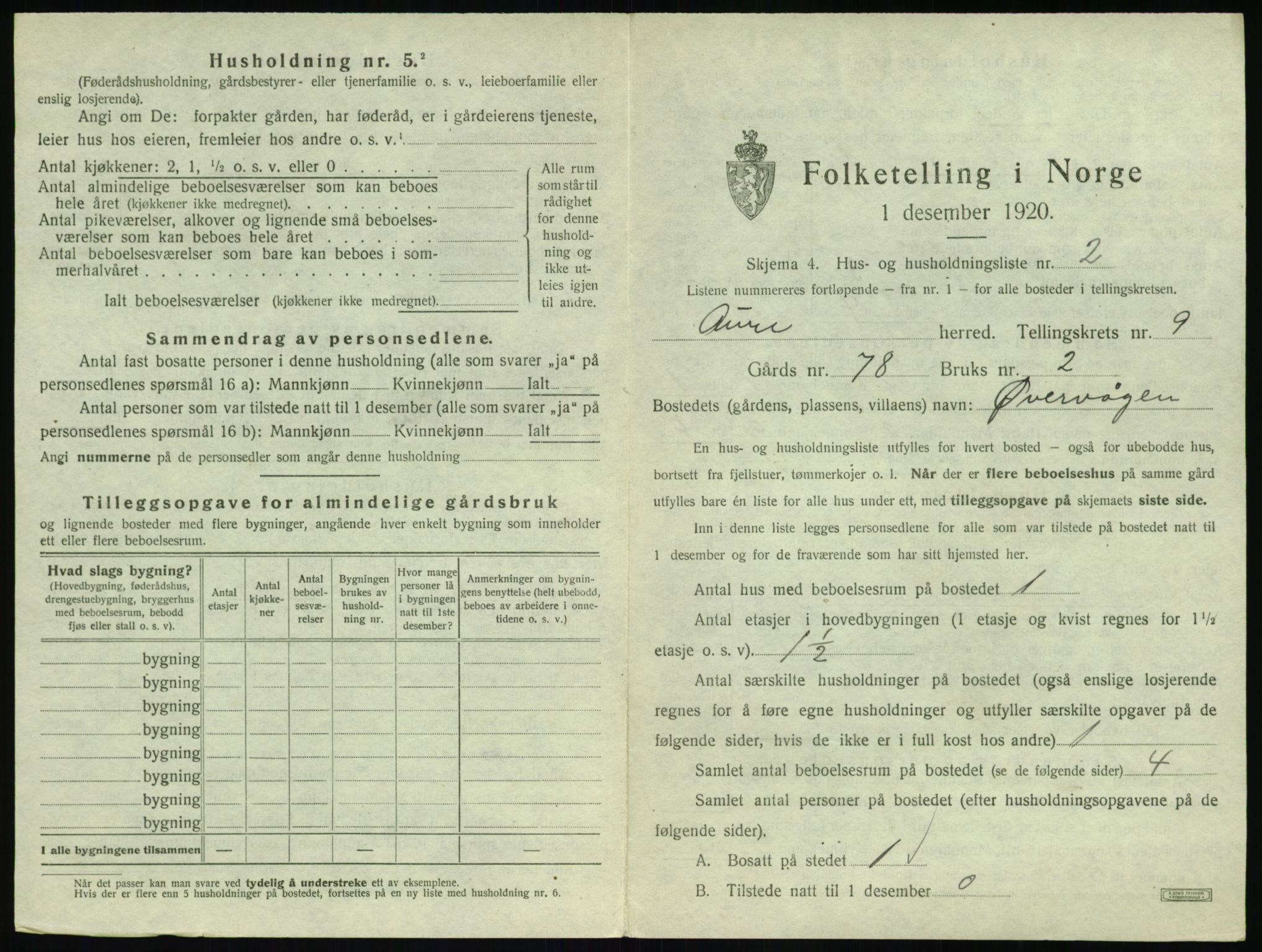 SAT, 1920 census for Aure, 1920, p. 512