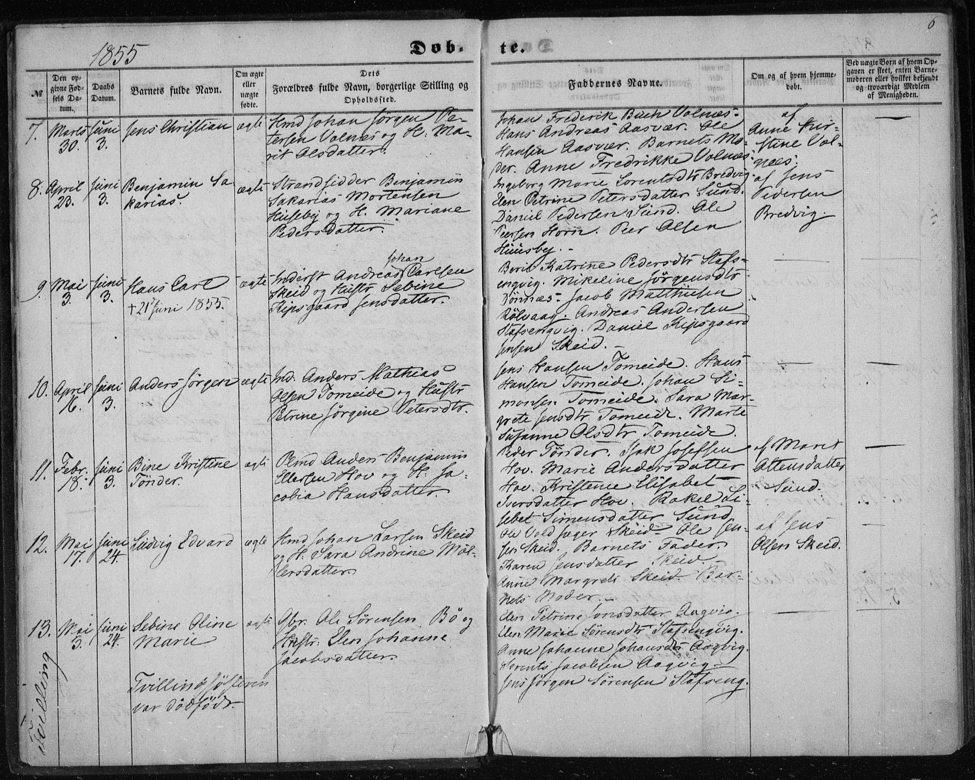 Ministerialprotokoller, klokkerbøker og fødselsregistre - Nordland, AV/SAT-A-1459/835/L0523: Parish register (official) no. 835A01, 1855-1865, p. 6