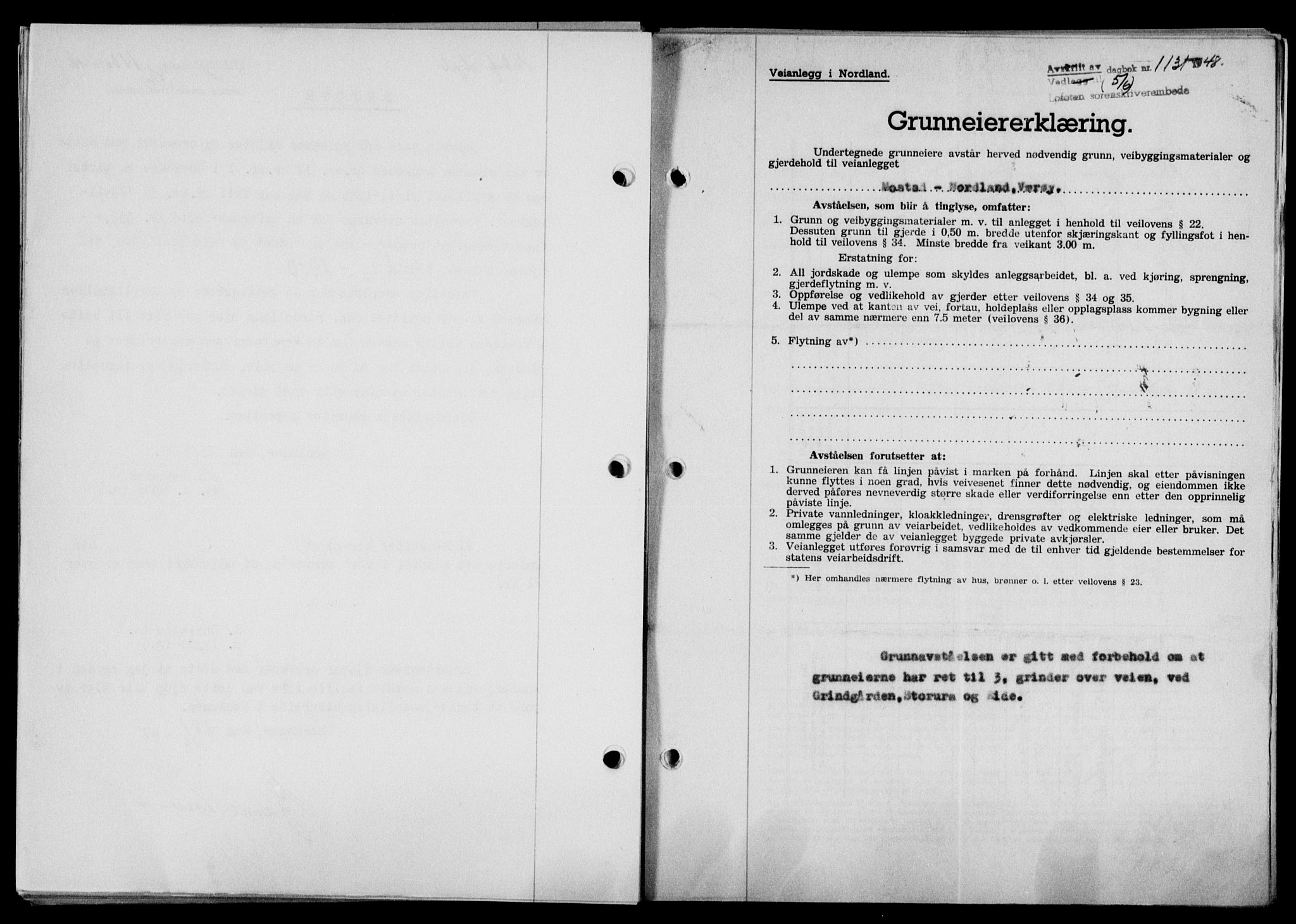 Lofoten sorenskriveri, SAT/A-0017/1/2/2C/L0018a: Mortgage book no. 18a, 1948-1948, Diary no: : 1131/1948