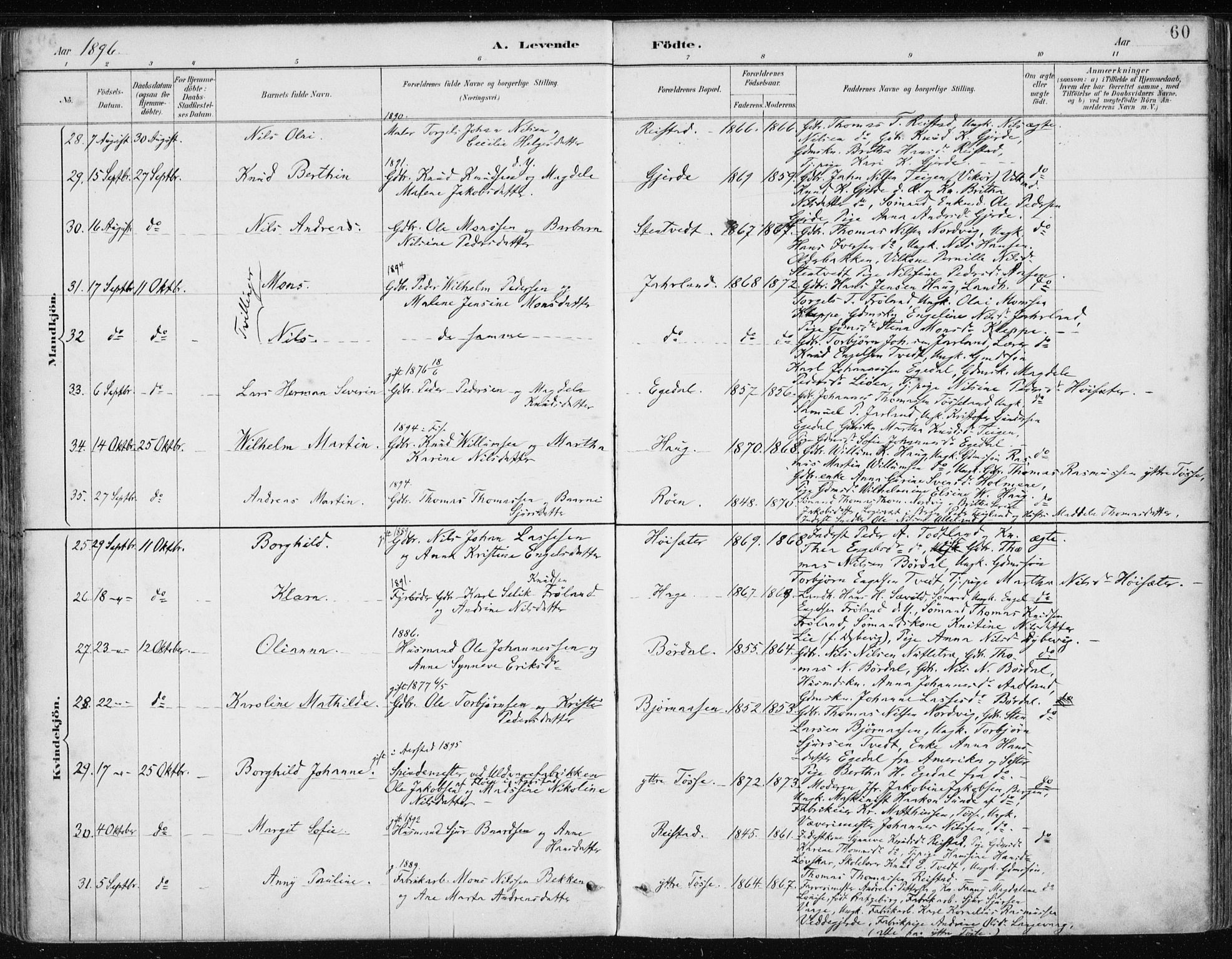 Samnanger Sokneprestembete, AV/SAB-A-77501/H/Haa: Parish register (official) no. A 1, 1885-1901, p. 60