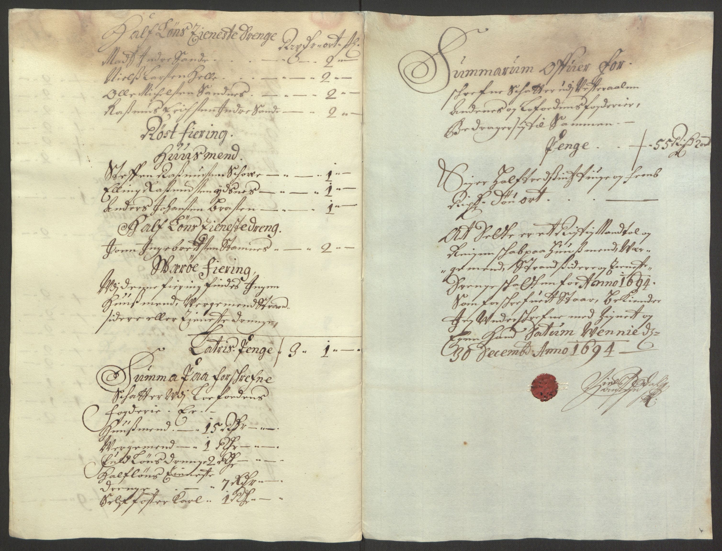 Rentekammeret inntil 1814, Reviderte regnskaper, Fogderegnskap, RA/EA-4092/R67/L4677: Fogderegnskap Vesterålen, Andenes og Lofoten, 1694-1695, p. 58