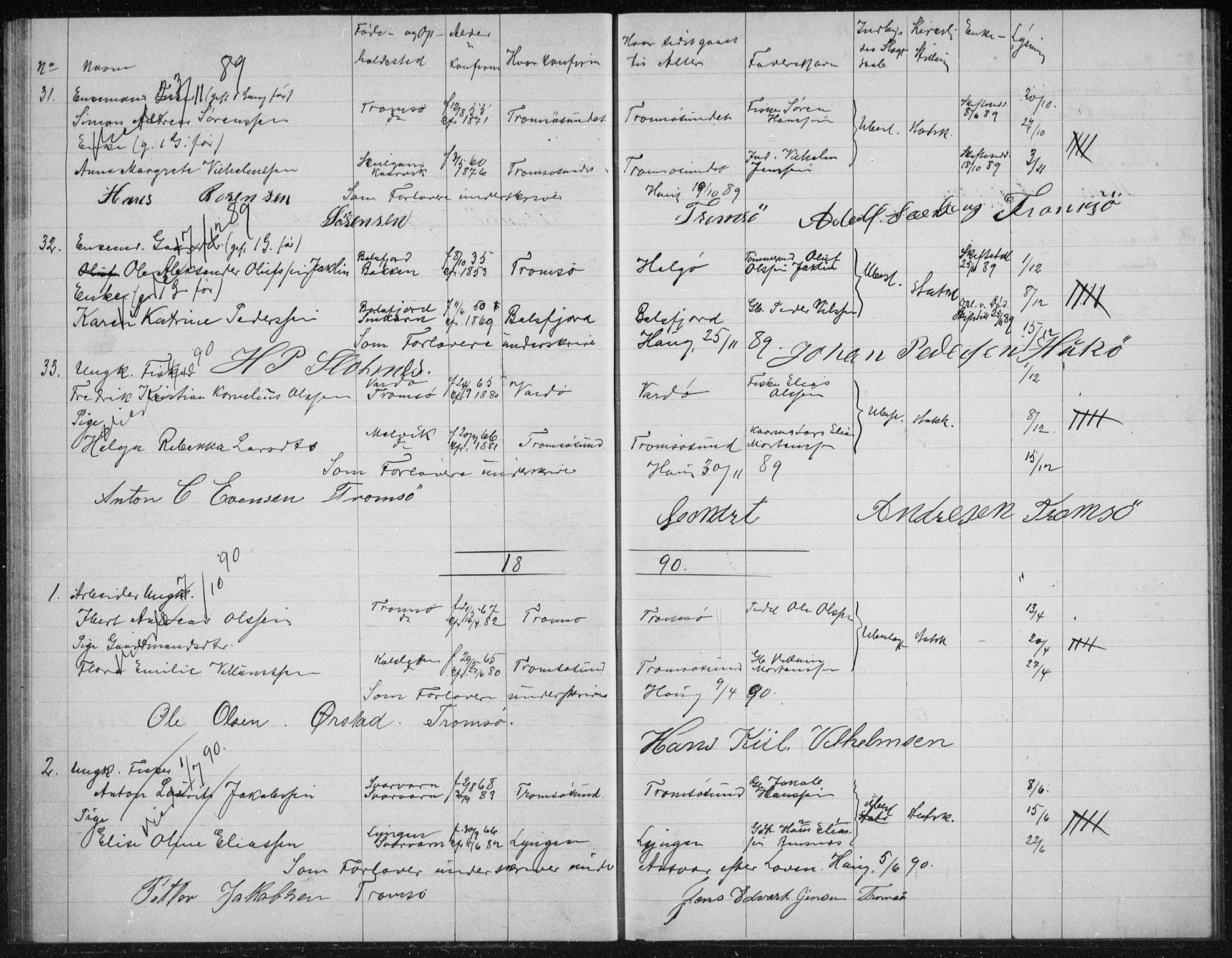 Tromsøysund sokneprestkontor, SATØ/S-1304/H/Hc/L0057: Banns register no. 57, 1887-1894