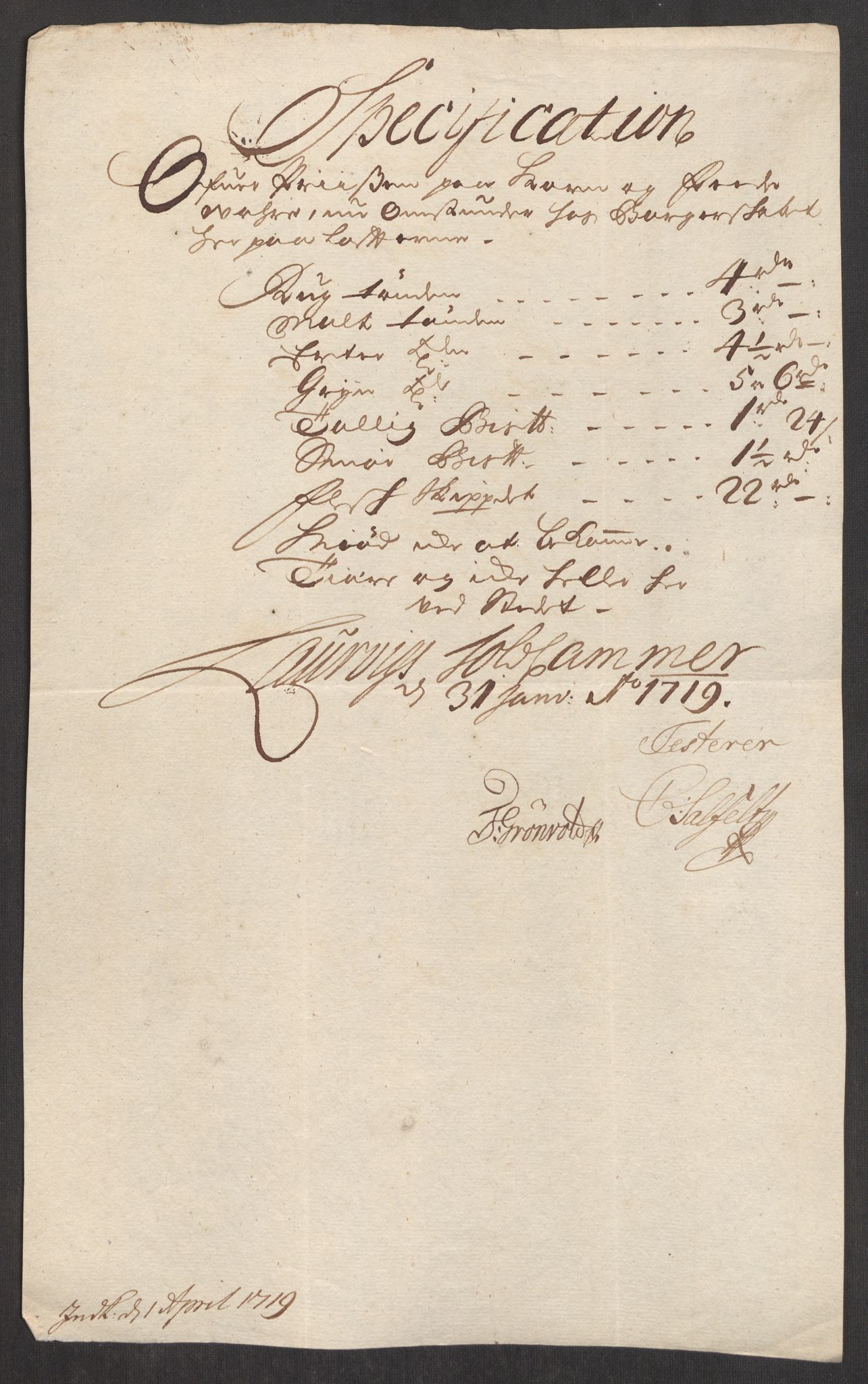Rentekammeret inntil 1814, Realistisk ordnet avdeling, AV/RA-EA-4070/Oe/L0001: [Ø1]: Priskuranter, 1712-1739, p. 118