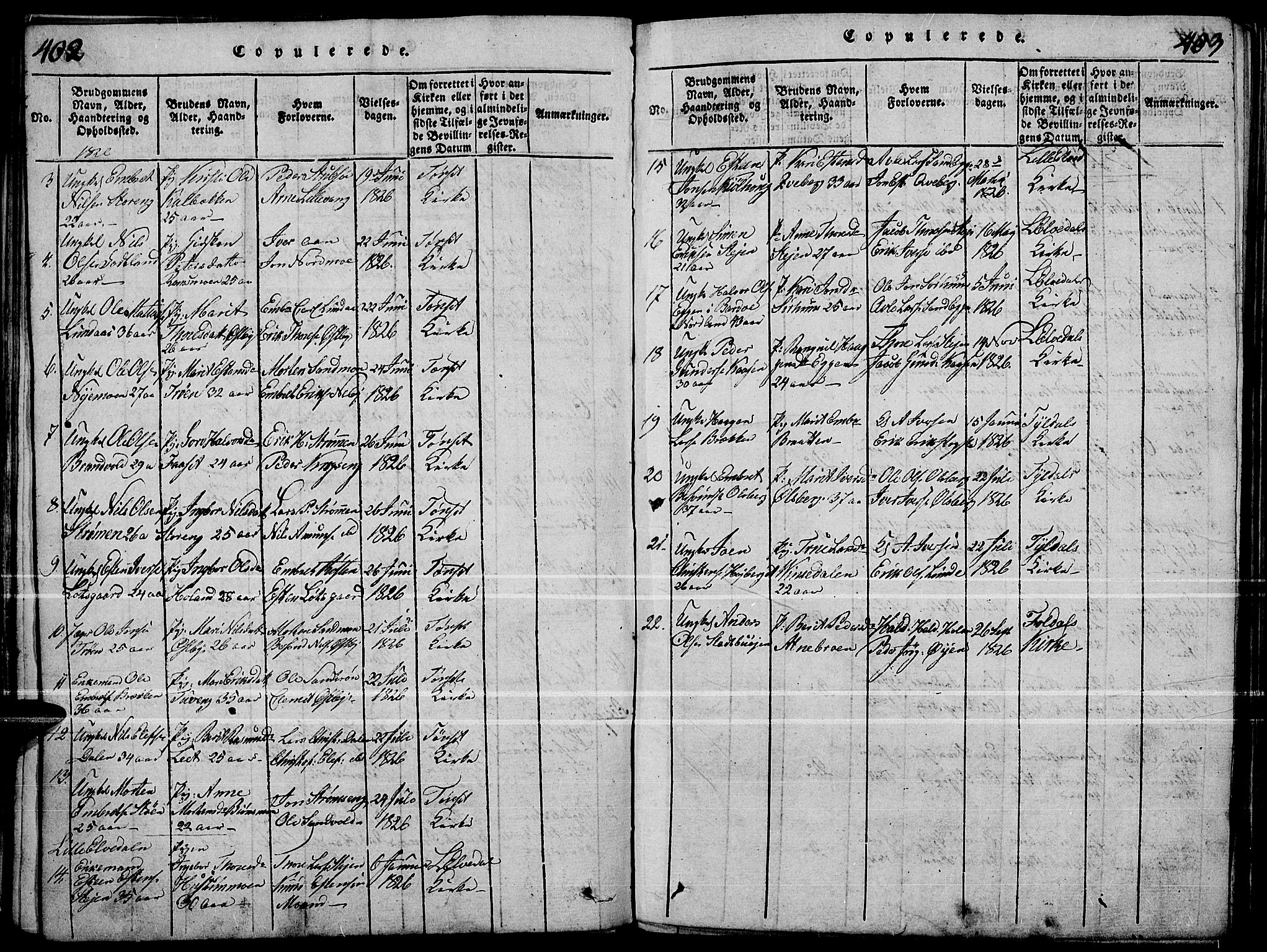 Tynset prestekontor, SAH/PREST-058/H/Ha/Haa/L0018: Parish register (official) no. 18, 1815-1829, p. 402-403