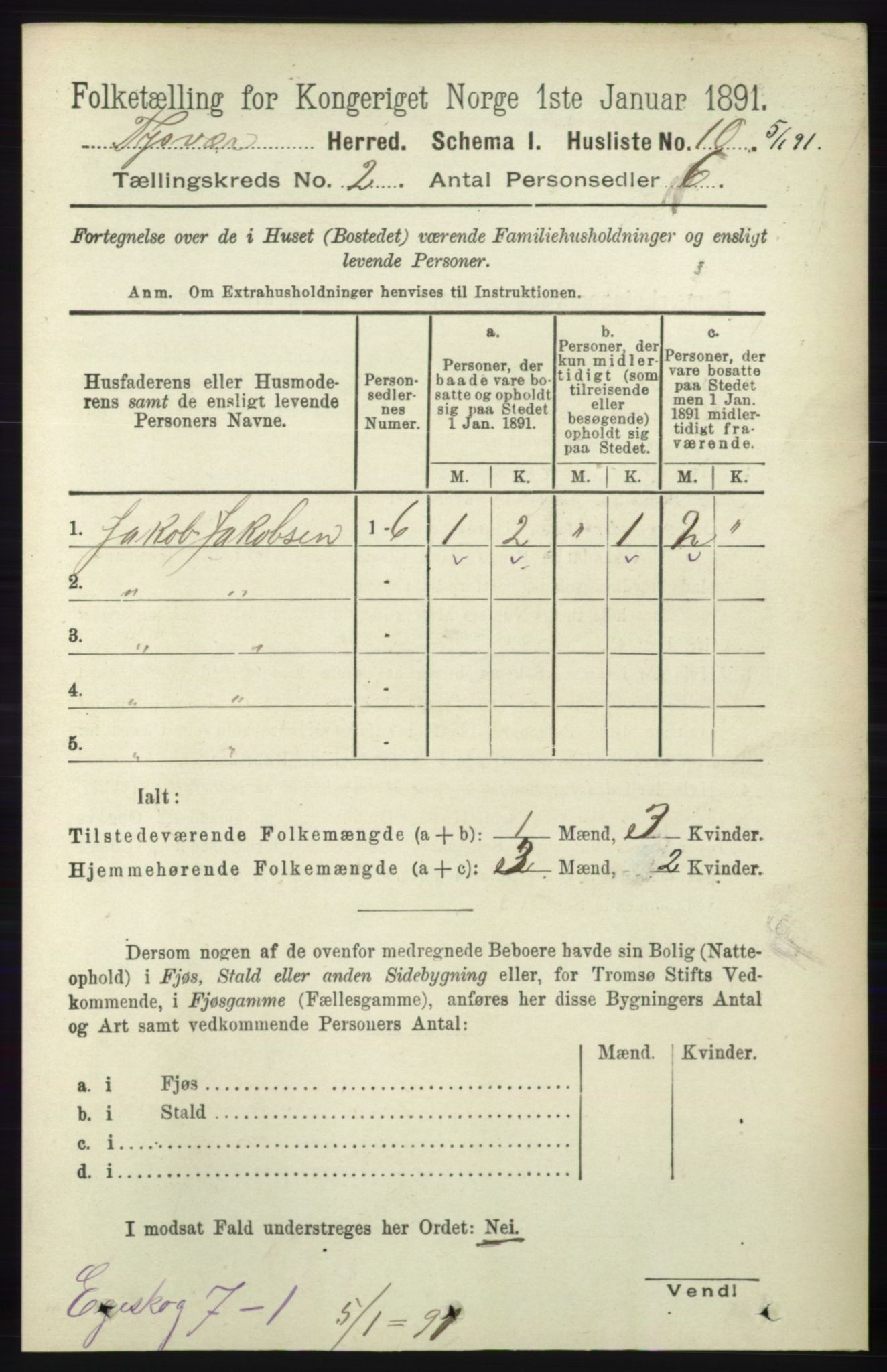 RA, 1891 census for 1146 Tysvær, 1891, p. 611
