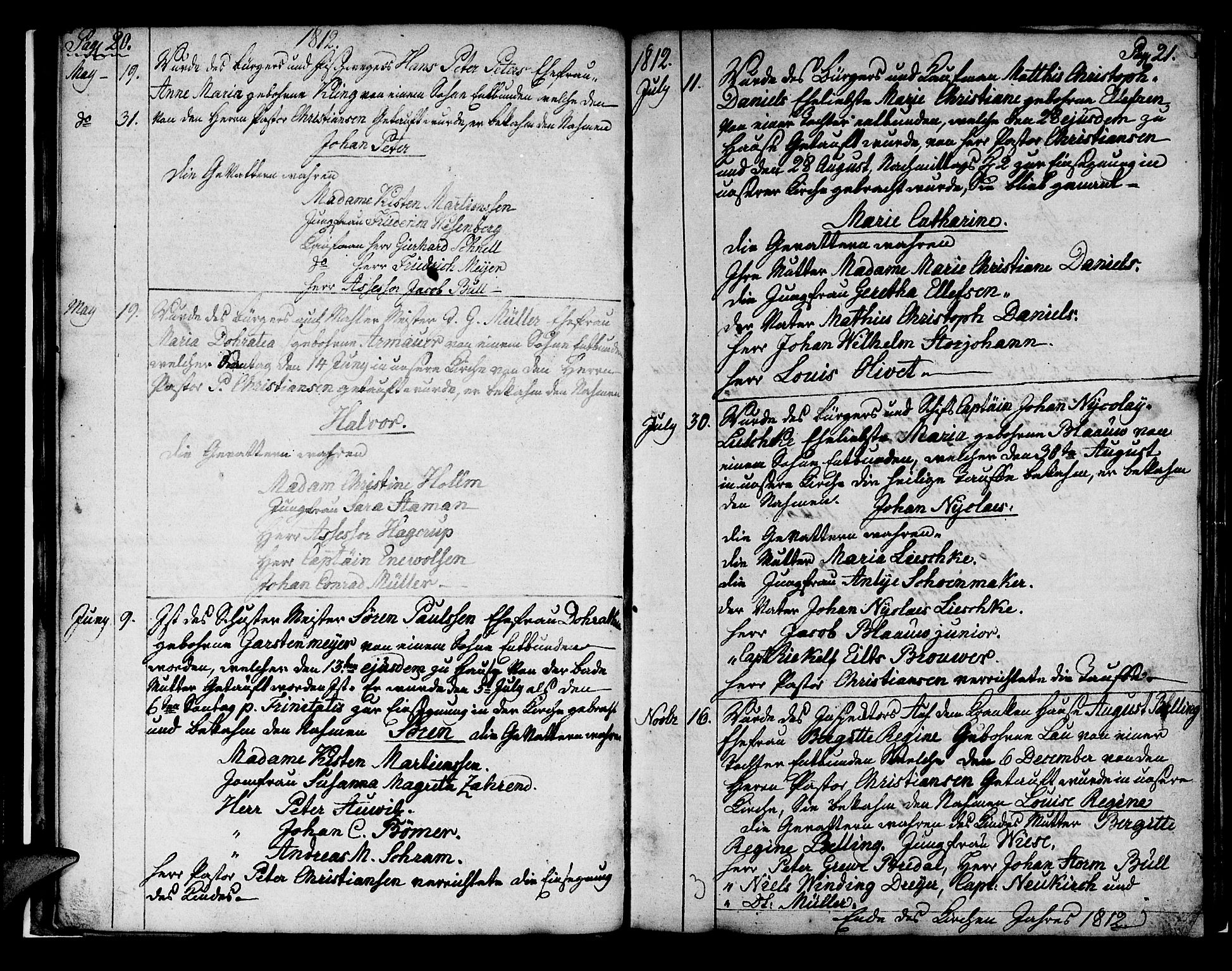 Mariakirken Sokneprestembete, AV/SAB-A-76901/H/Haa/L0004: Parish register (official) no. A 4, 1807-1815, p. 20-21