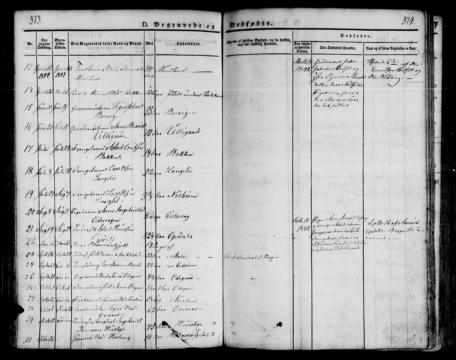 Ministerialprotokoller, klokkerbøker og fødselsregistre - Møre og Romsdal, AV/SAT-A-1454/551/L0624: Parish register (official) no. 551A04, 1831-1845, p. 373-374