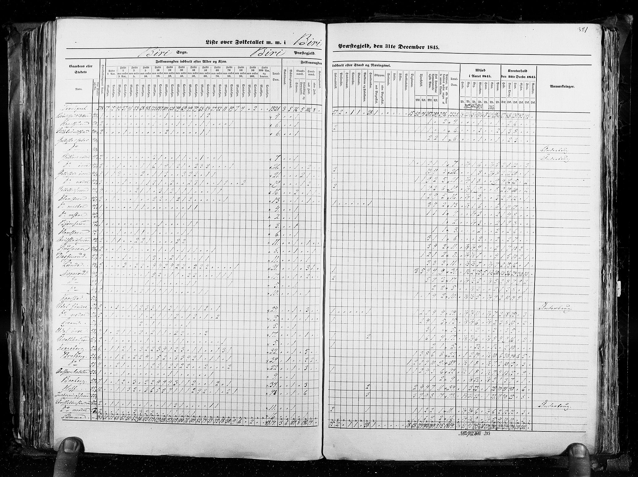 RA, Census 1845, vol. 3: Hedemarken amt og Kristians amt, 1845, p. 321