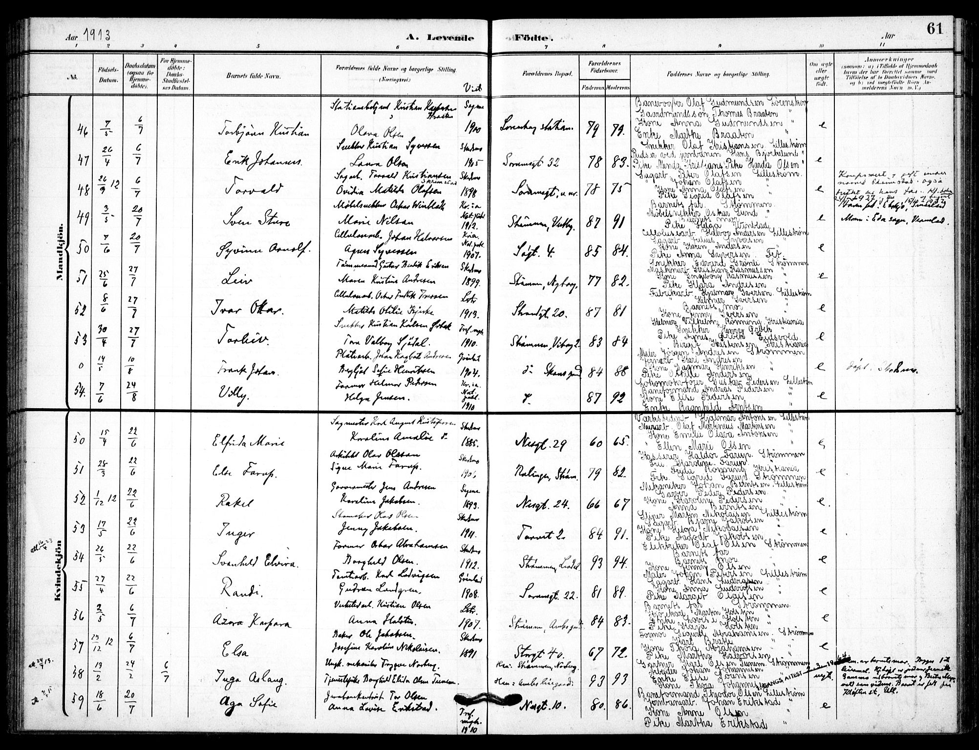 Skedsmo prestekontor Kirkebøker, AV/SAO-A-10033a/F/Fc/L0001: Parish register (official) no. III 1, 1908-1916, p. 61