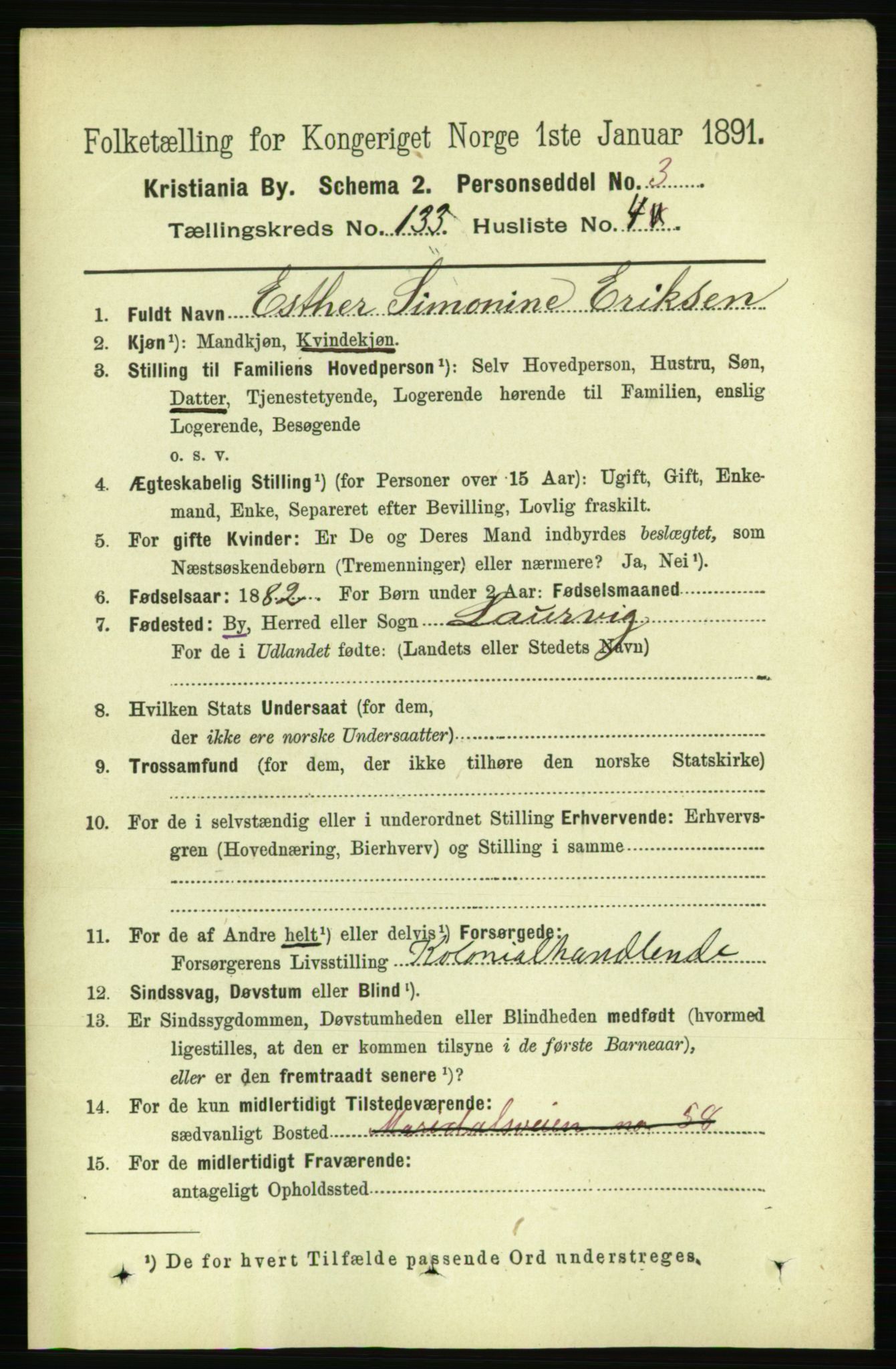RA, 1891 census for 0301 Kristiania, 1891, p. 72597