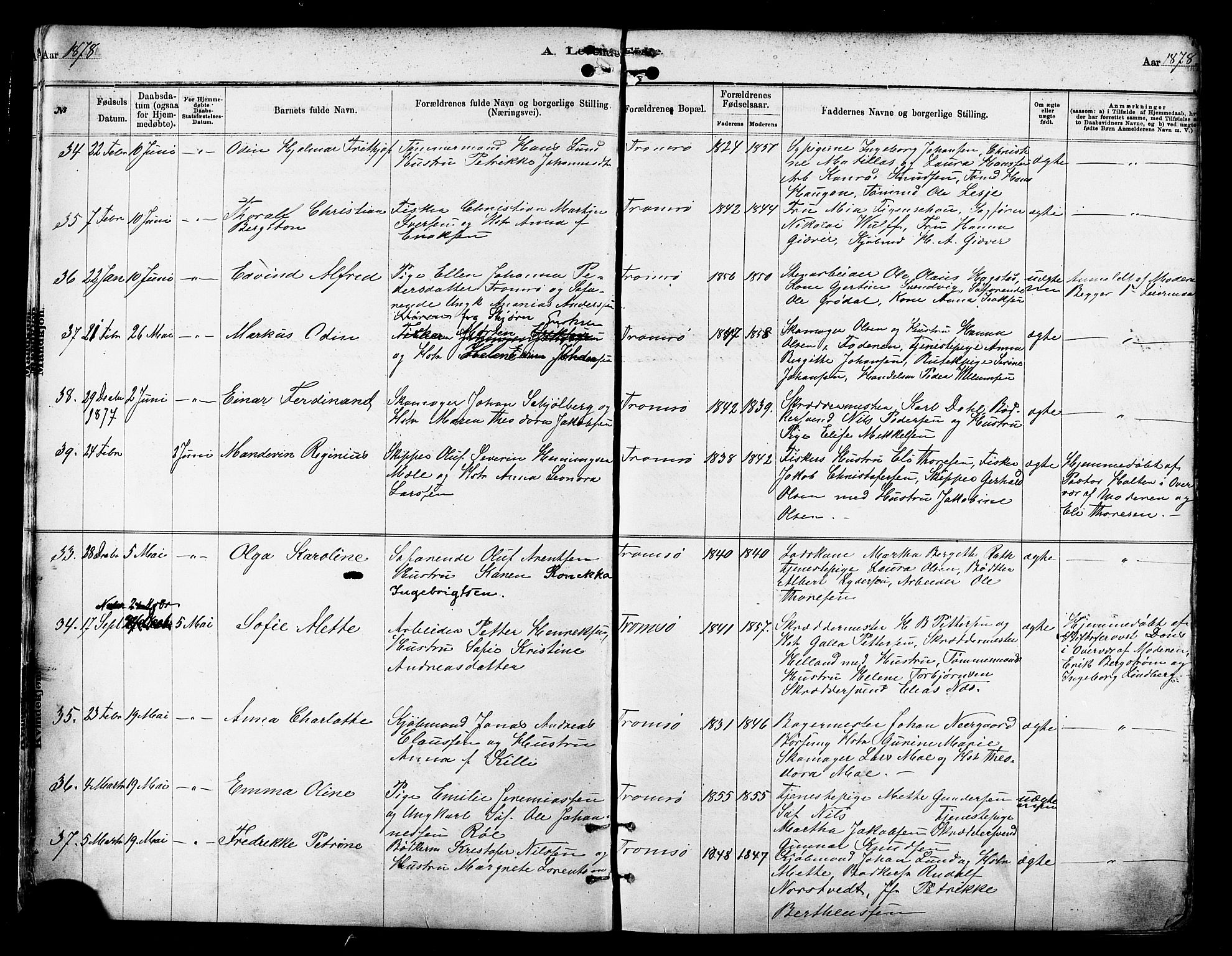 Tromsø sokneprestkontor/stiftsprosti/domprosti, SATØ/S-1343/G/Ga/L0014kirke: Parish register (official) no. 14, 1878-1888, p. 7