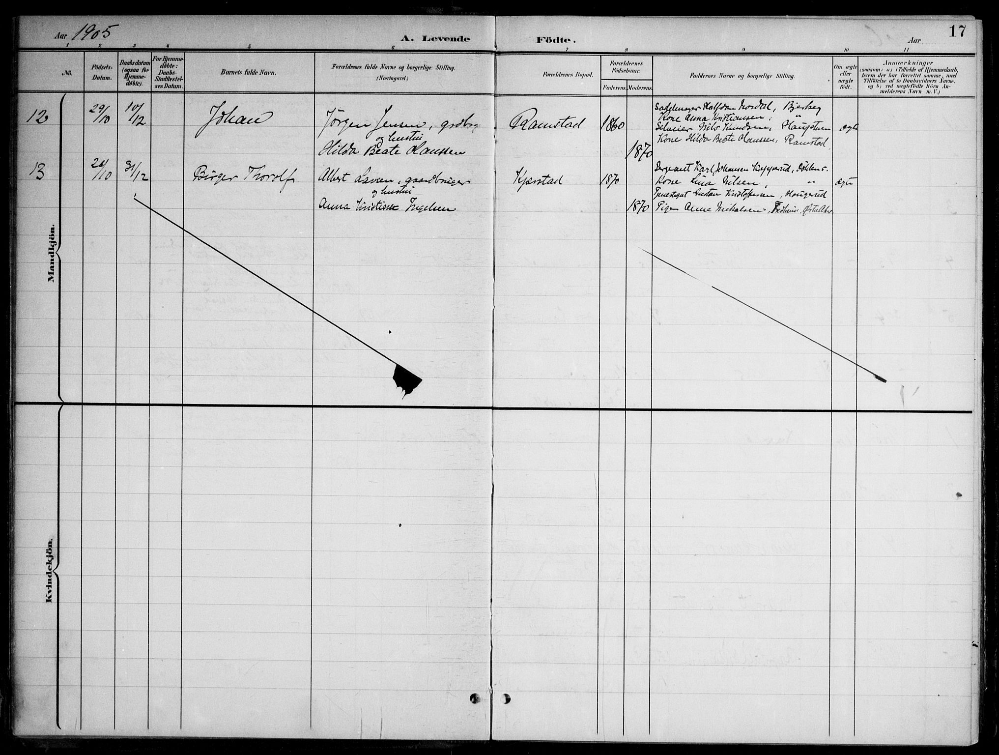 Nannestad prestekontor Kirkebøker, AV/SAO-A-10414a/G/Gb/L0001: Parish register (copy) no. II 1, 1901-1917, p. 17