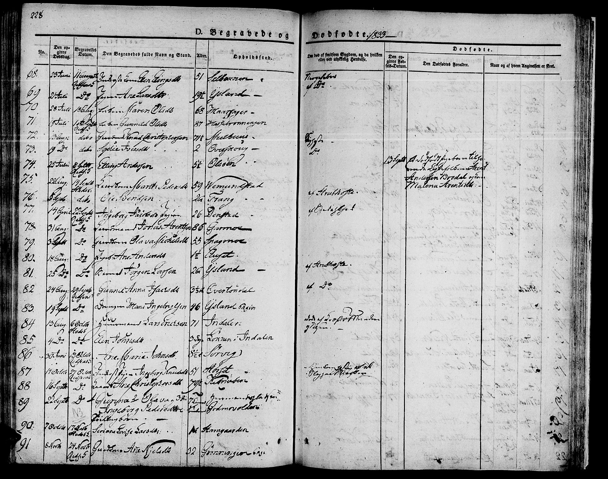Ministerialprotokoller, klokkerbøker og fødselsregistre - Sør-Trøndelag, SAT/A-1456/646/L0609: Parish register (official) no. 646A07, 1826-1838, p. 228