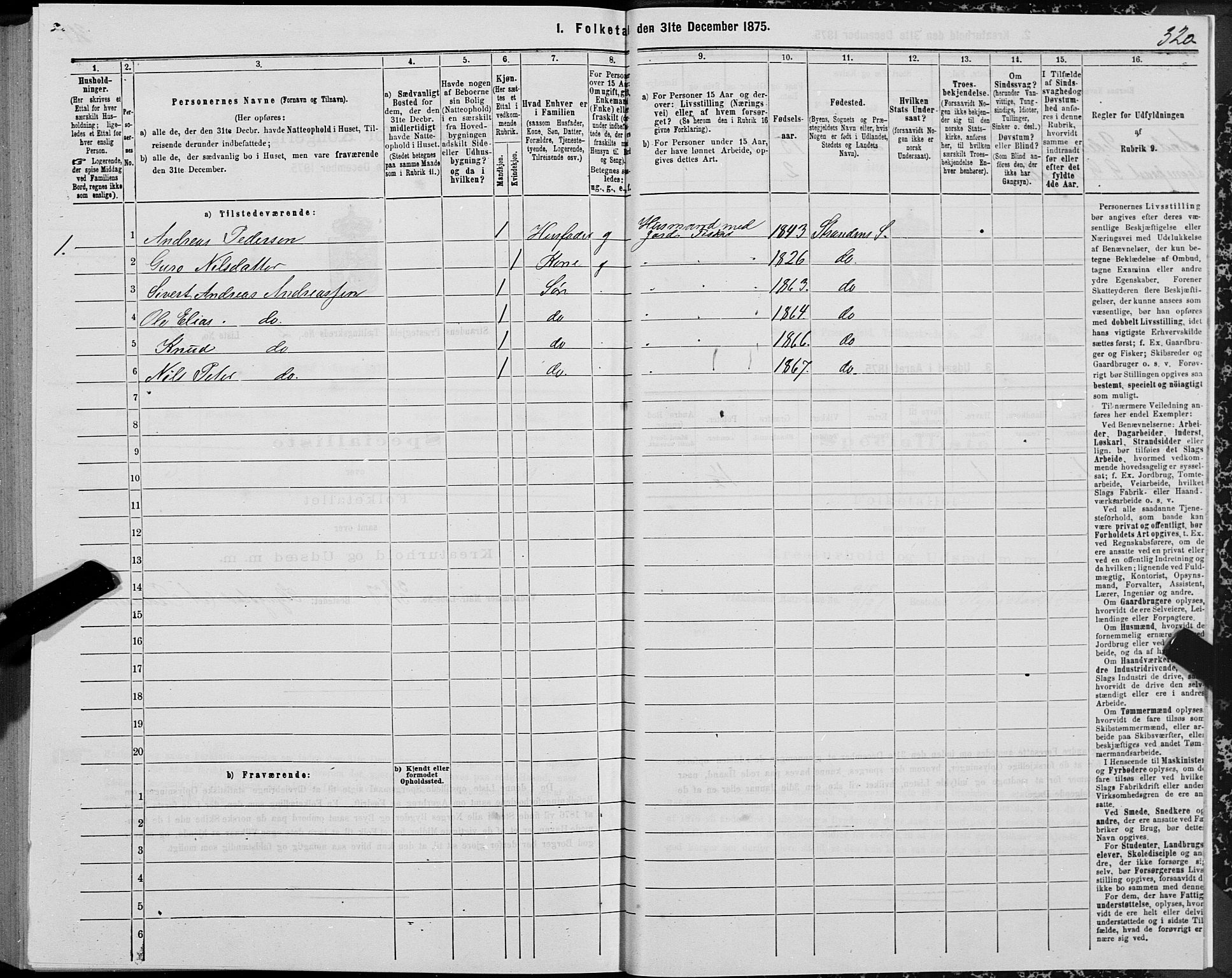 SAT, 1875 census for 1525P Stranda, 1875, p. 1320