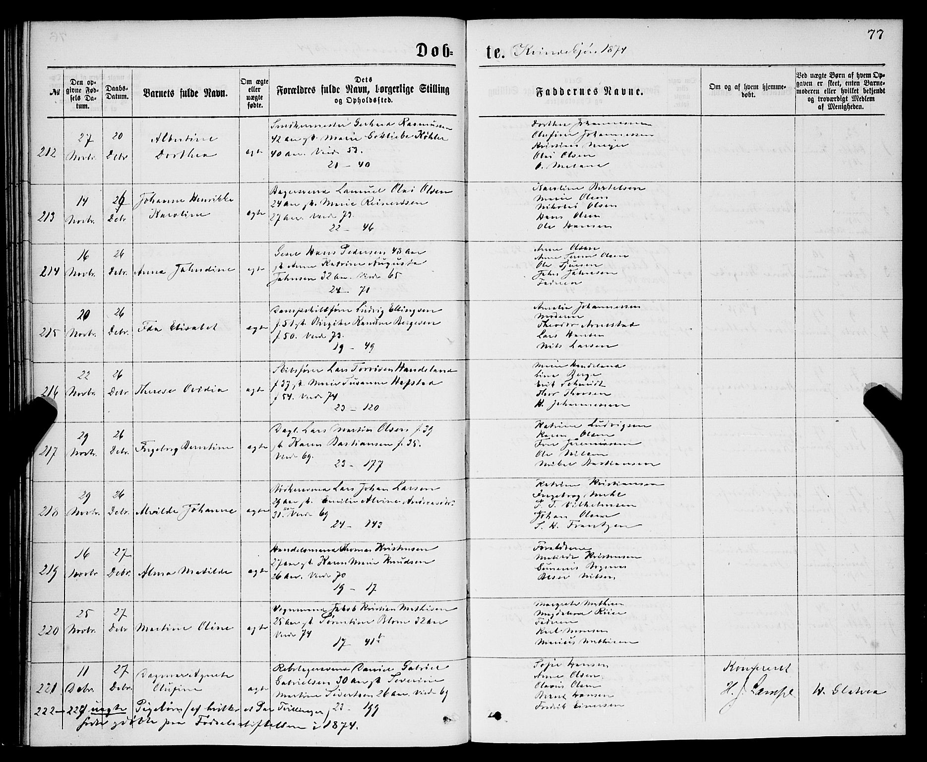 Korskirken sokneprestembete, AV/SAB-A-76101/H/Hab: Parish register (copy) no. B 7, 1874-1878, p. 77