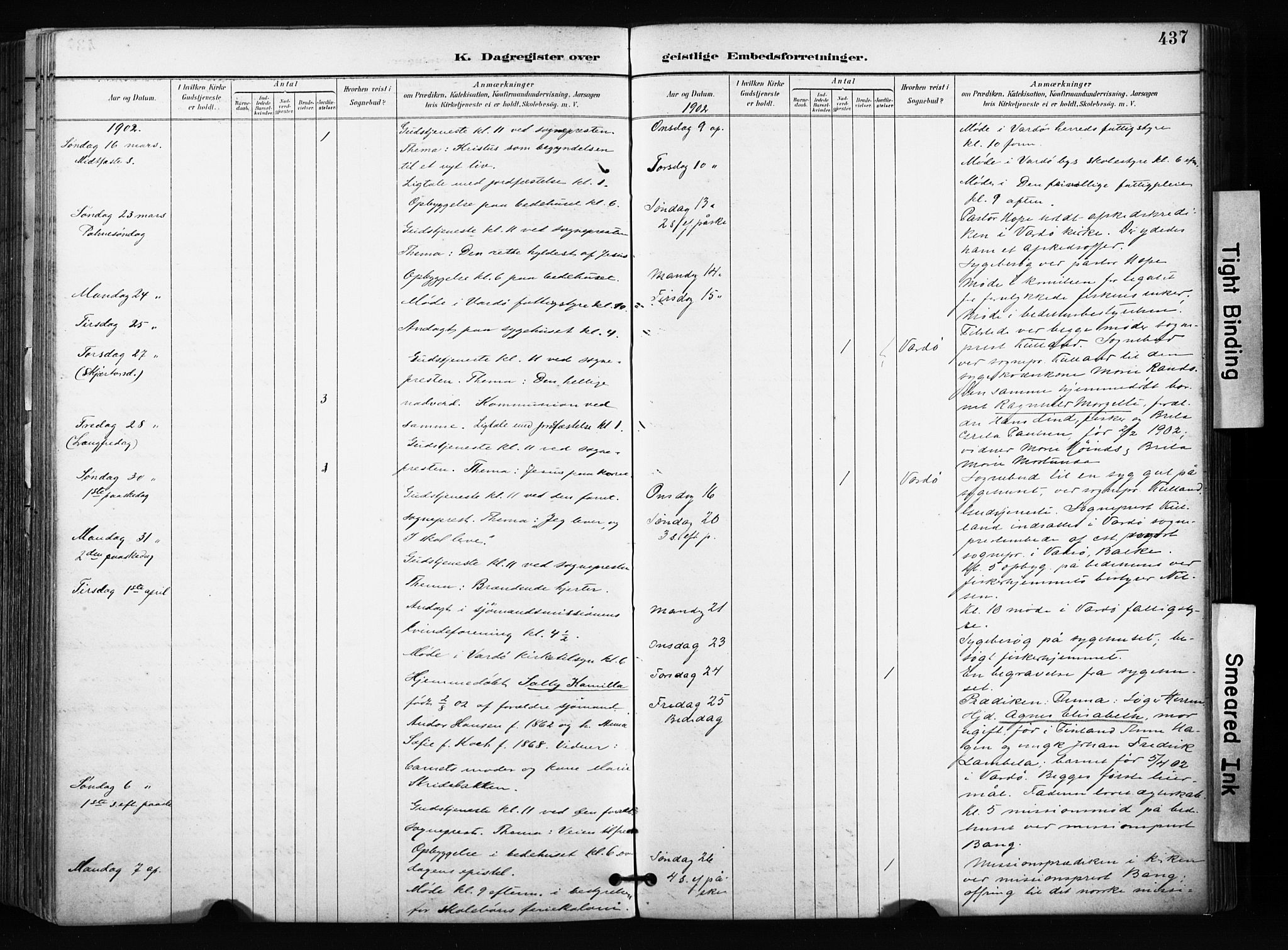 Vardø sokneprestkontor, AV/SATØ-S-1332/H/Ha/L0010kirke: Parish register (official) no. 10, 1895-1907, p. 437