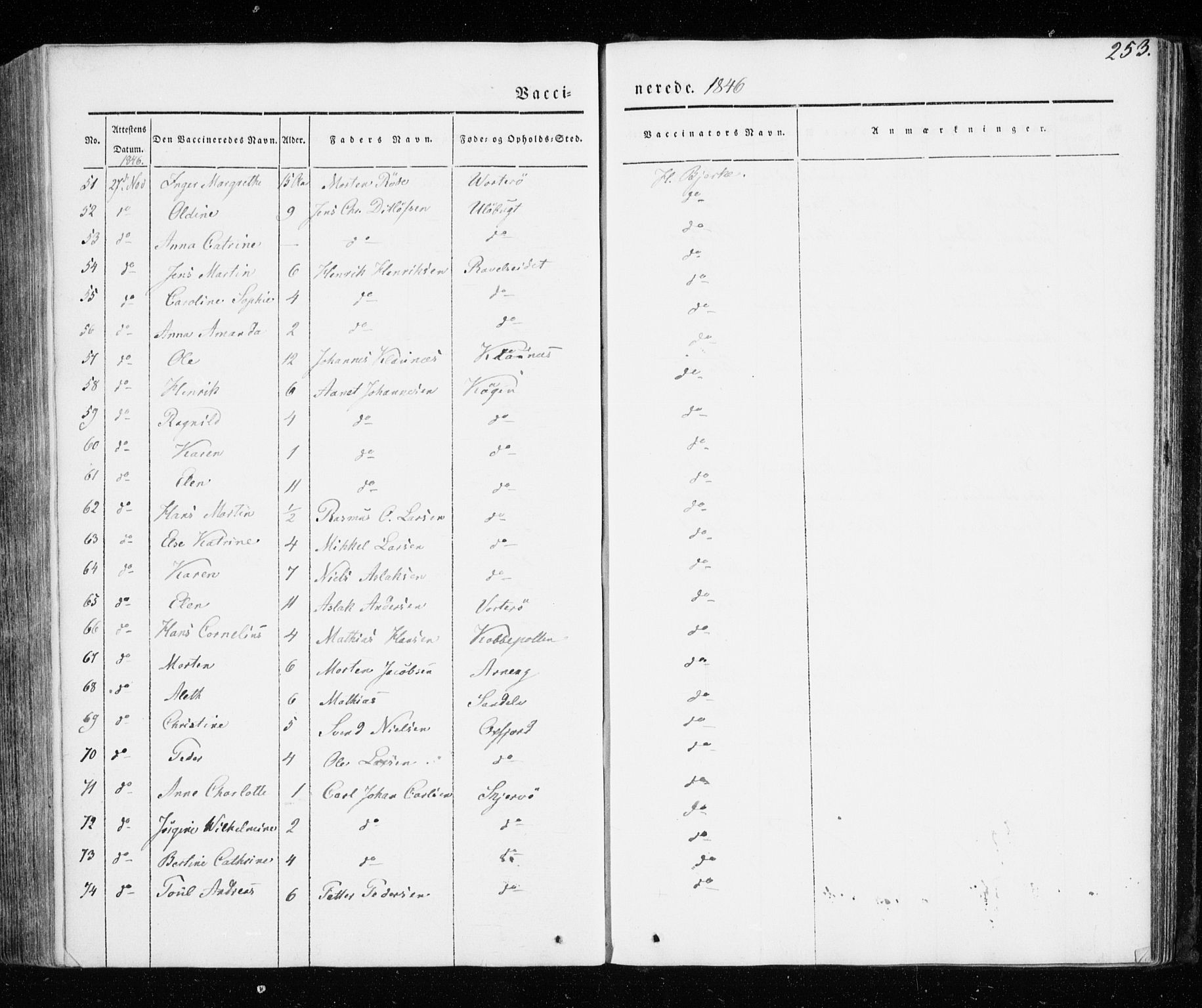 Skjervøy sokneprestkontor, AV/SATØ-S-1300/H/Ha/Haa/L0005kirke: Parish register (official) no. 5, 1838-1847, p. 253