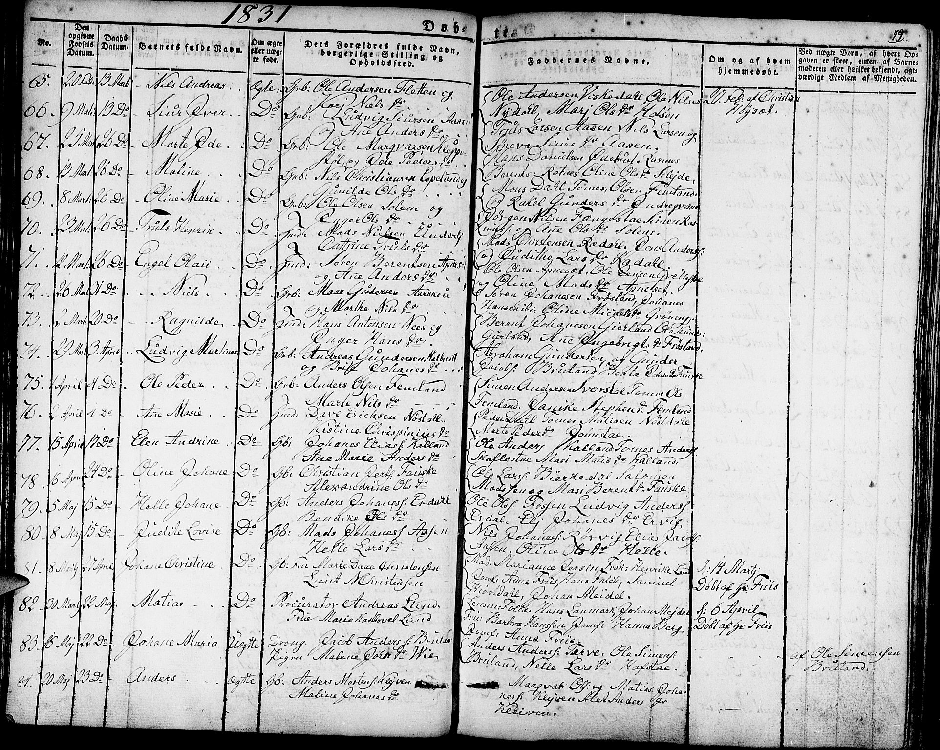 Førde sokneprestembete, AV/SAB-A-79901/H/Haa/Haaa/L0006: Parish register (official) no. A 6, 1821-1842, p. 79