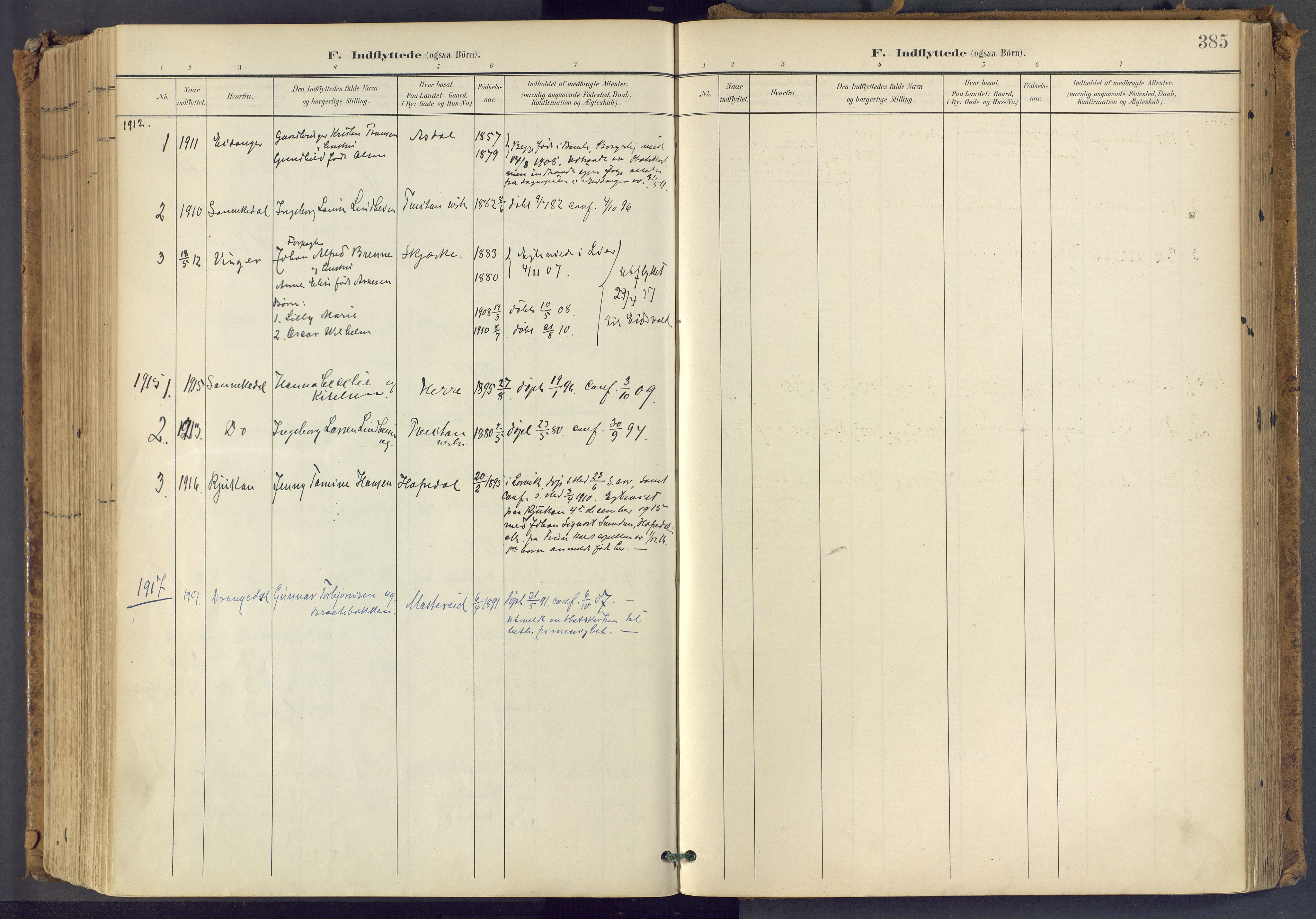 Bamble kirkebøker, SAKO/A-253/F/Fa/L0009: Parish register (official) no. I 9, 1901-1917, p. 385