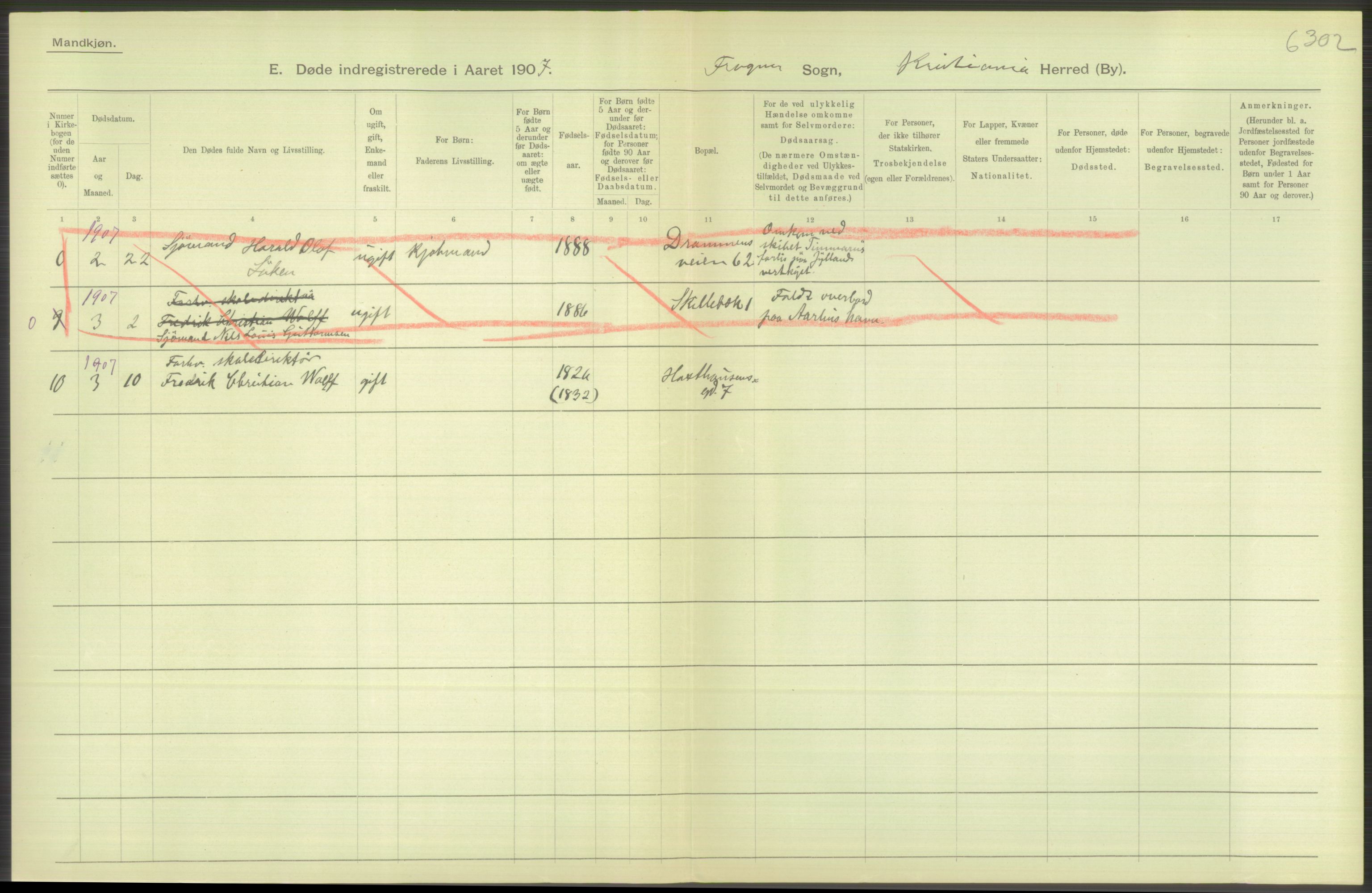 Statistisk sentralbyrå, Sosiodemografiske emner, Befolkning, AV/RA-S-2228/D/Df/Dfa/Dfae/L0010: Kristiania: Døde, dødfødte, 1907, p. 532