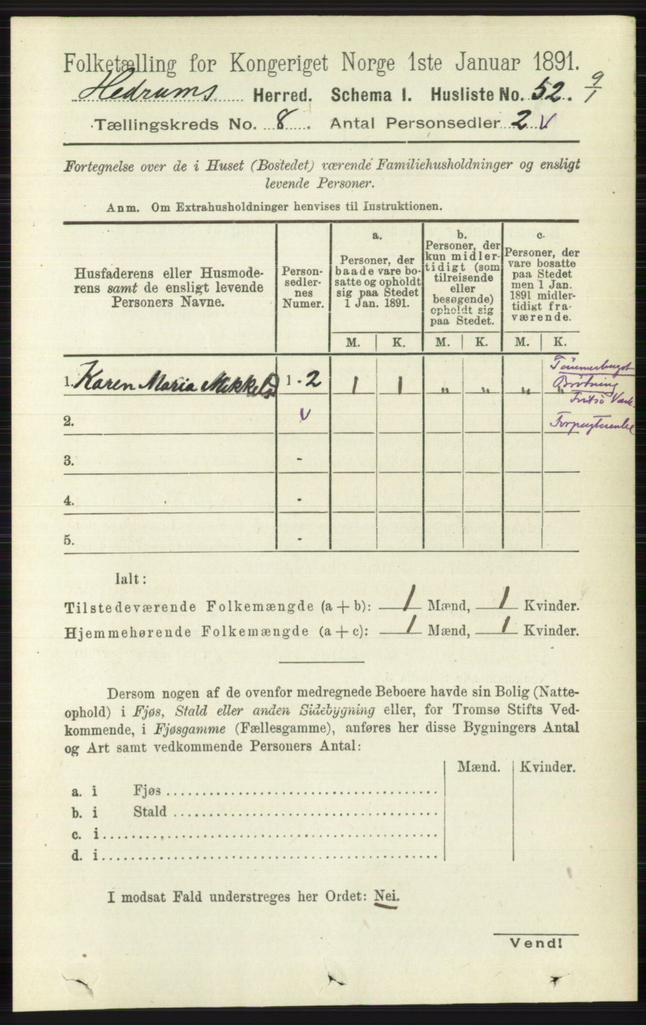 RA, 1891 census for 0727 Hedrum, 1891, p. 3460