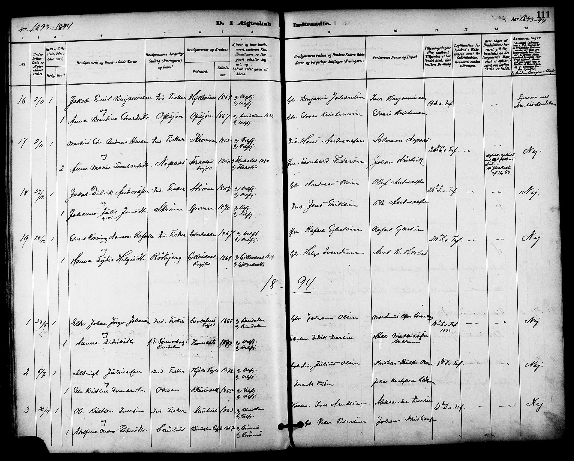 Ministerialprotokoller, klokkerbøker og fødselsregistre - Nordland, AV/SAT-A-1459/814/L0226: Parish register (official) no. 814A07, 1886-1898, p. 111