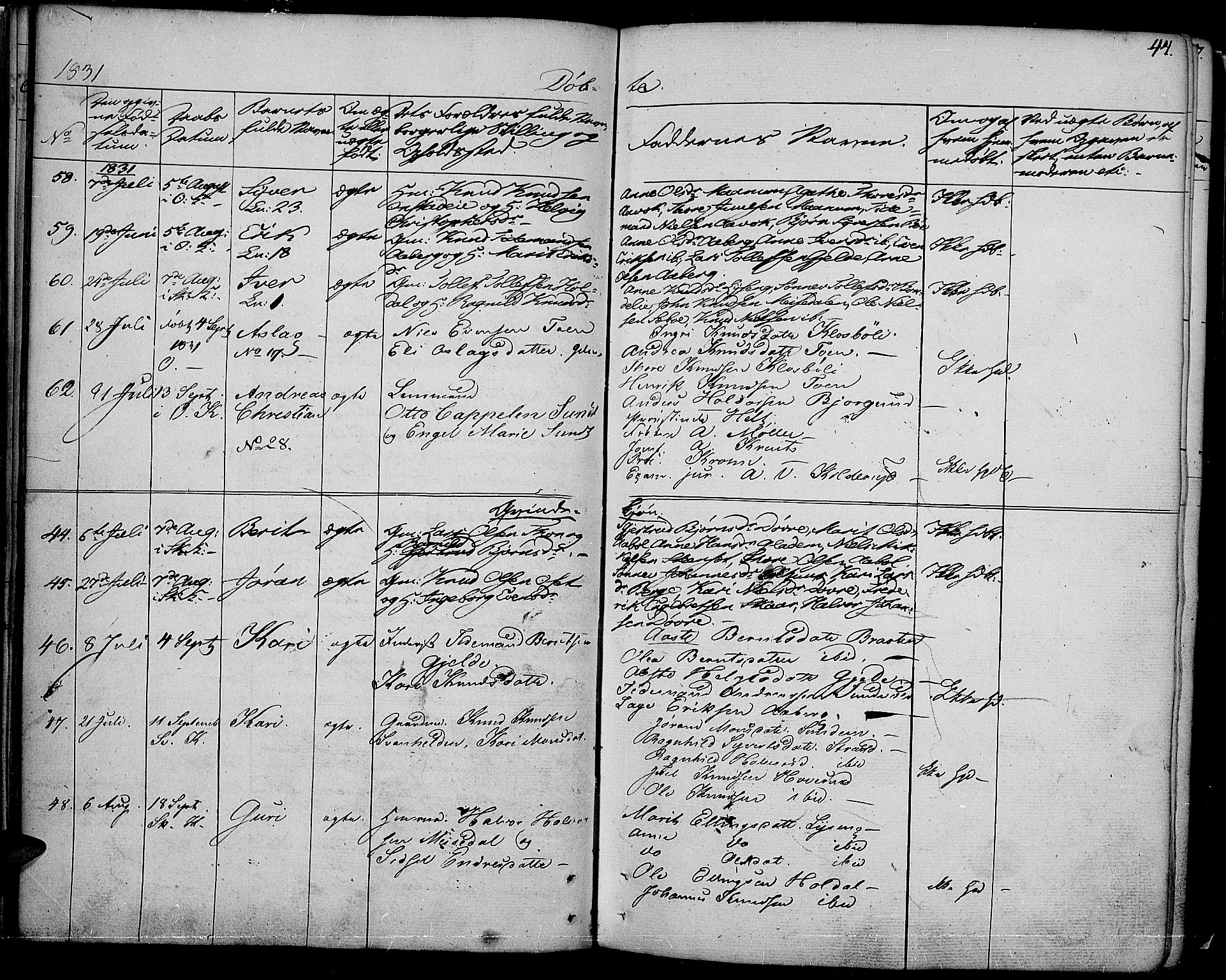 Nord-Aurdal prestekontor, SAH/PREST-132/H/Ha/Haa/L0003: Parish register (official) no. 3, 1828-1841, p. 44