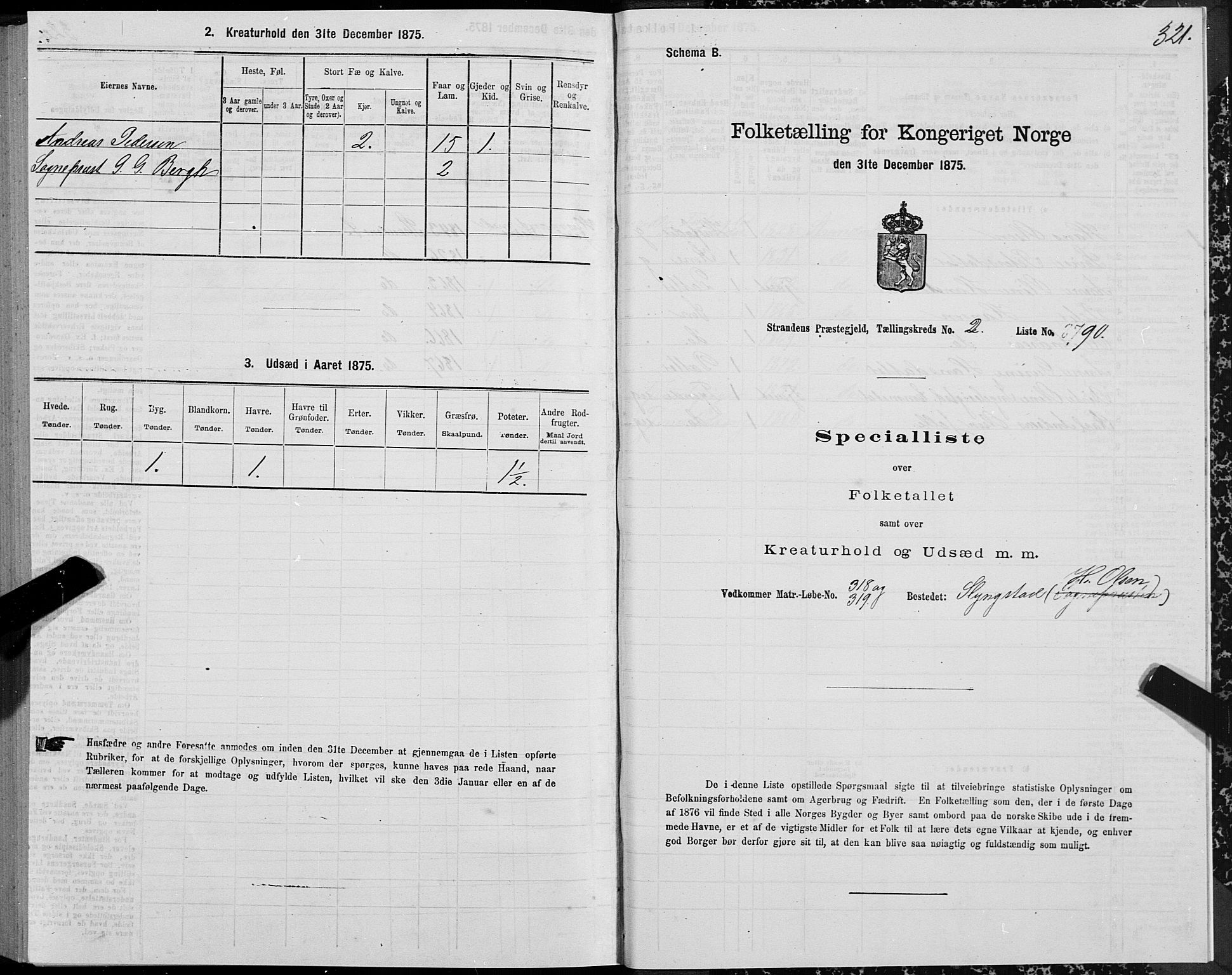 SAT, 1875 census for 1525P Stranda, 1875, p. 1321