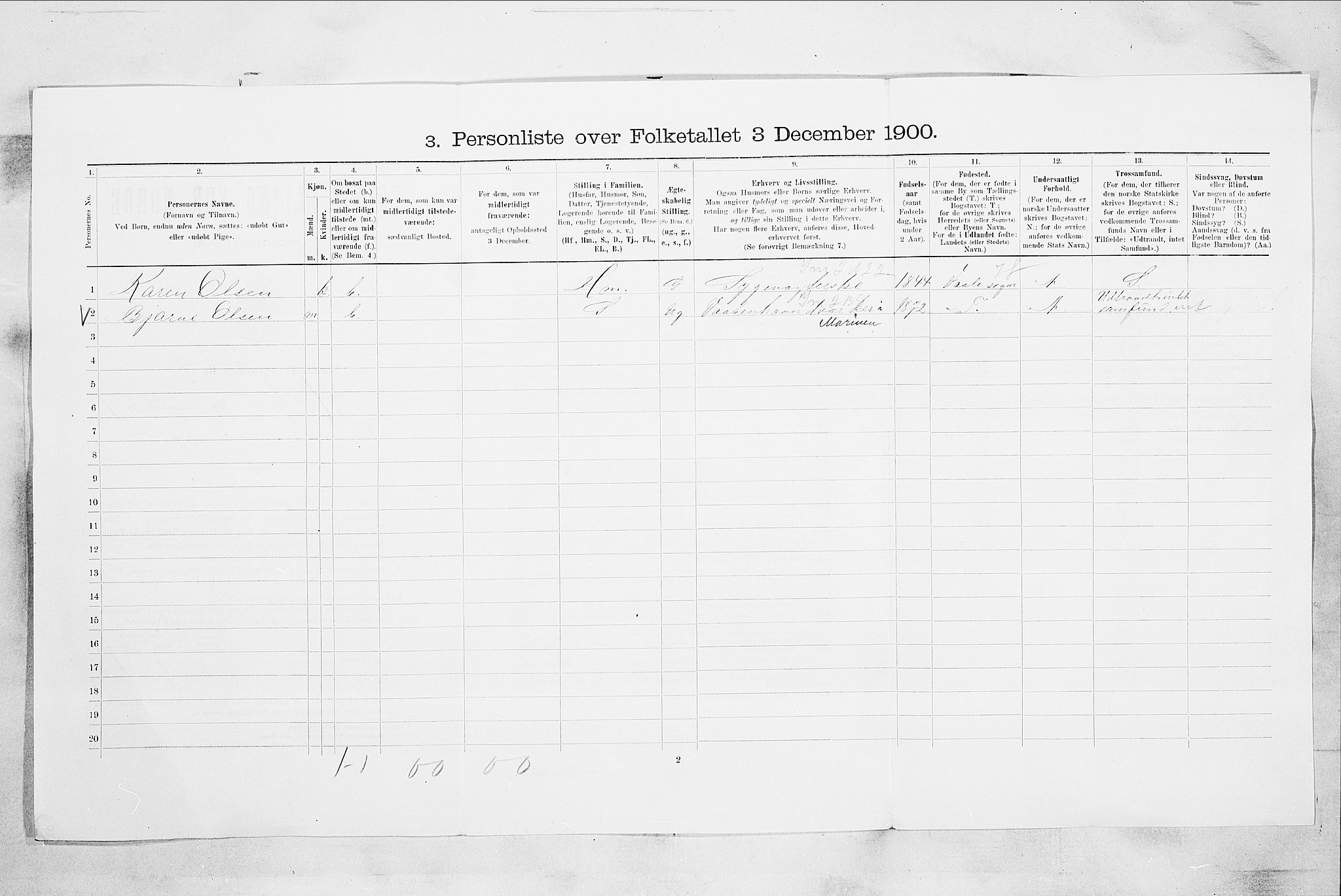 RA, 1900 census for Horten, 1900, p. 4978