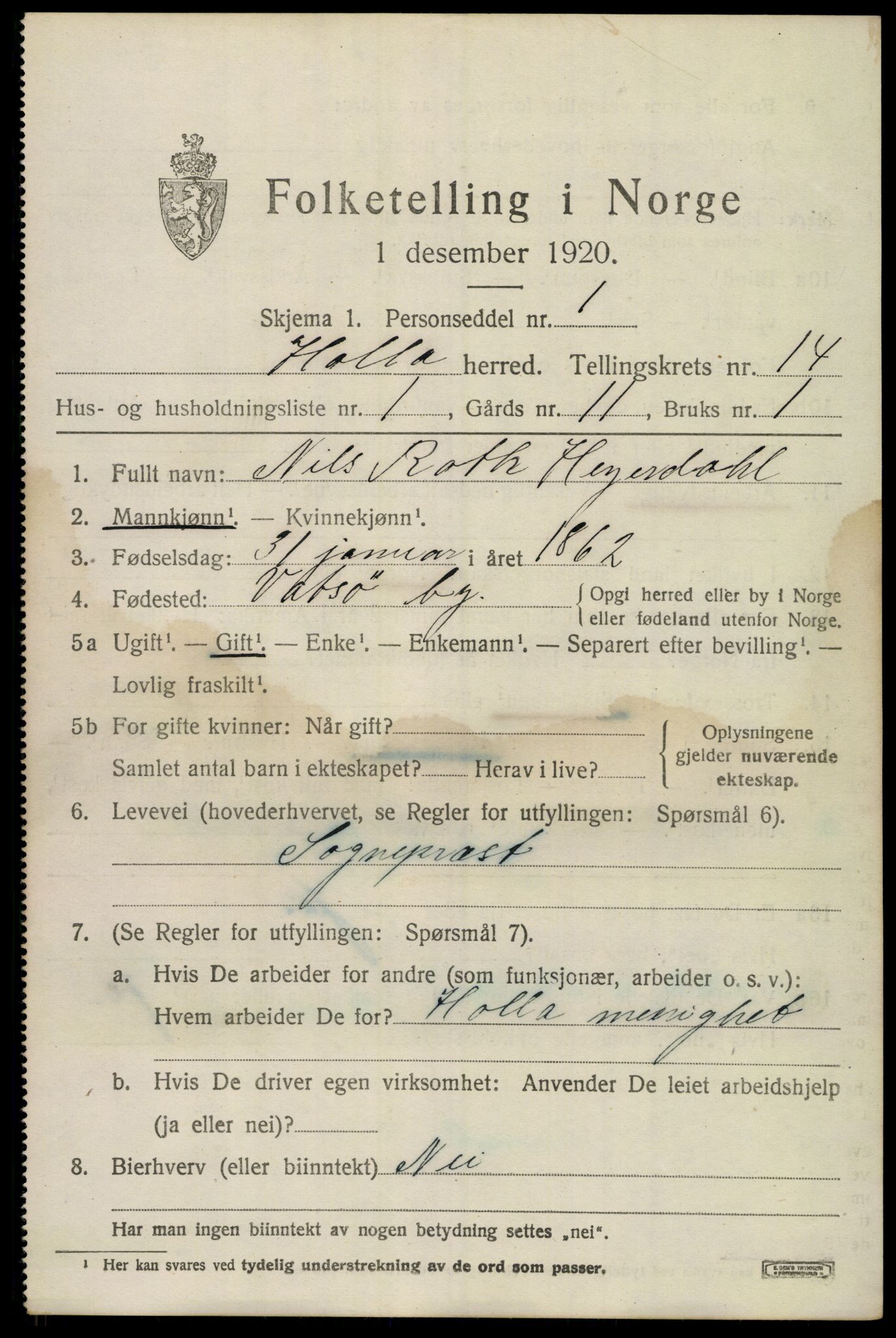 SAKO, 1920 census for Holla, 1920, p. 8013