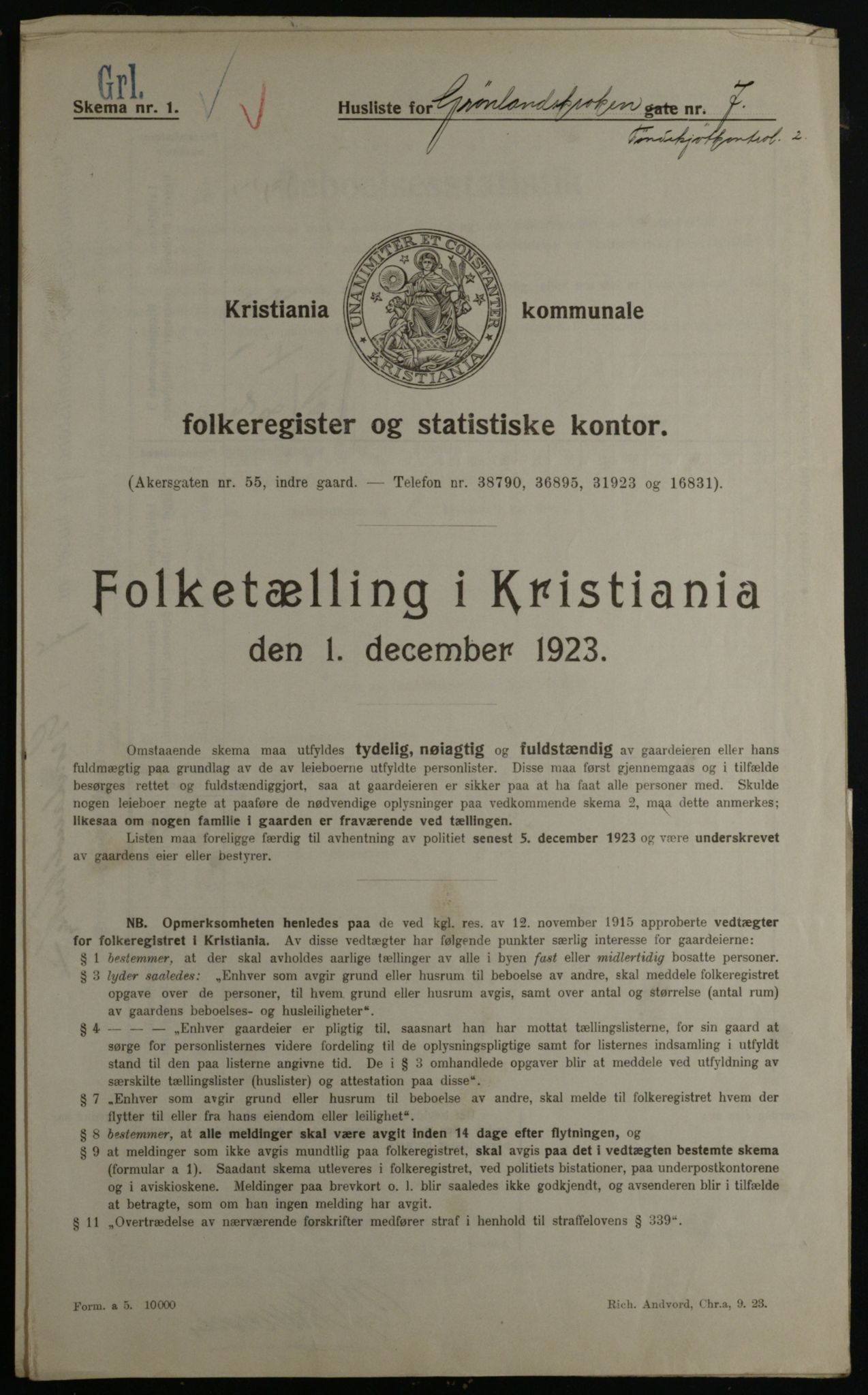 OBA, Municipal Census 1923 for Kristiania, 1923, p. 35361