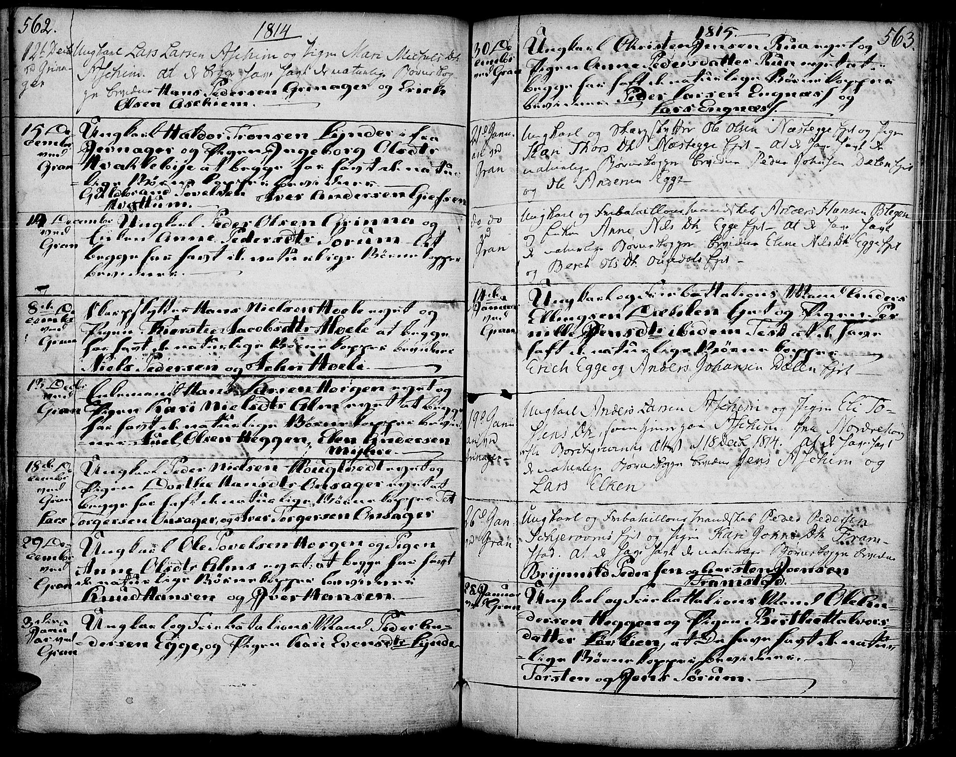 Gran prestekontor, SAH/PREST-112/H/Ha/Haa/L0006: Parish register (official) no. 6, 1787-1824, p. 562-563