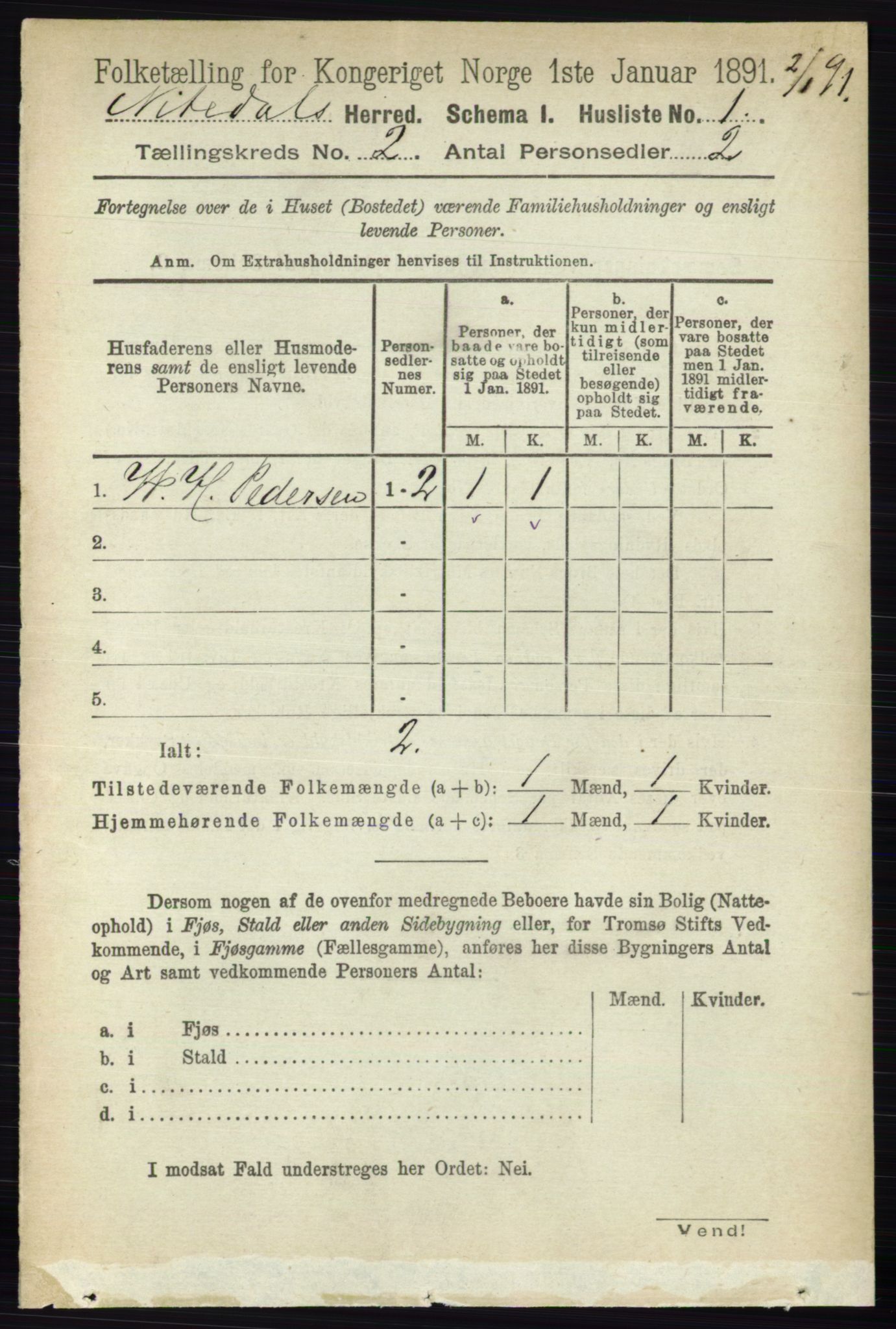 RA, 1891 census for 0233 Nittedal, 1891, p. 502