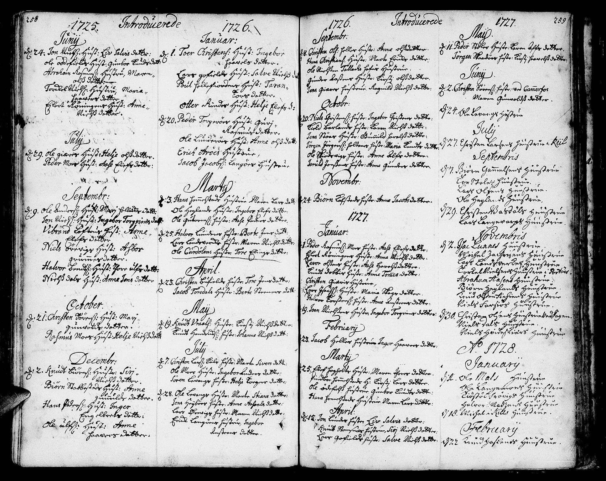 Sannidal kirkebøker, SAKO/A-296/F/Fa/L0001: Parish register (official) no. 1, 1702-1766, p. 258-259