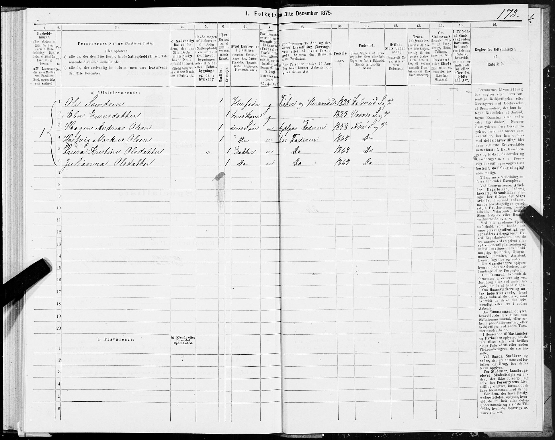 SAT, 1875 census for 1751P Nærøy, 1875, p. 1173