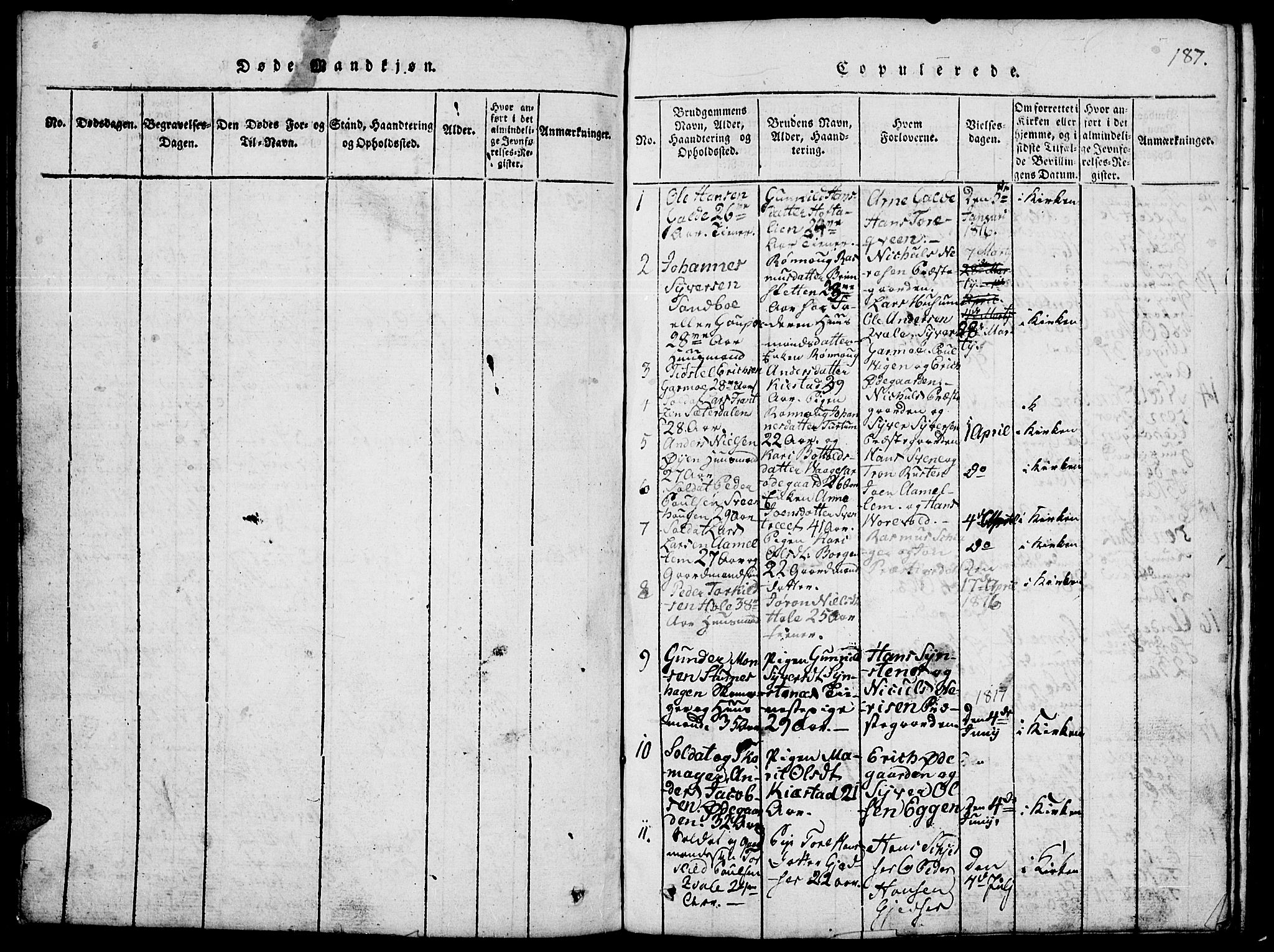 Lom prestekontor, SAH/PREST-070/L/L0001: Parish register (copy) no. 1, 1815-1836, p. 187