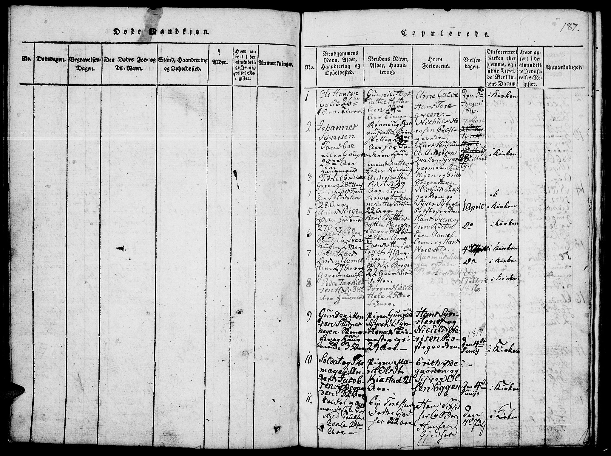 Lom prestekontor, AV/SAH-PREST-070/L/L0001: Parish register (copy) no. 1, 1815-1836, p. 187
