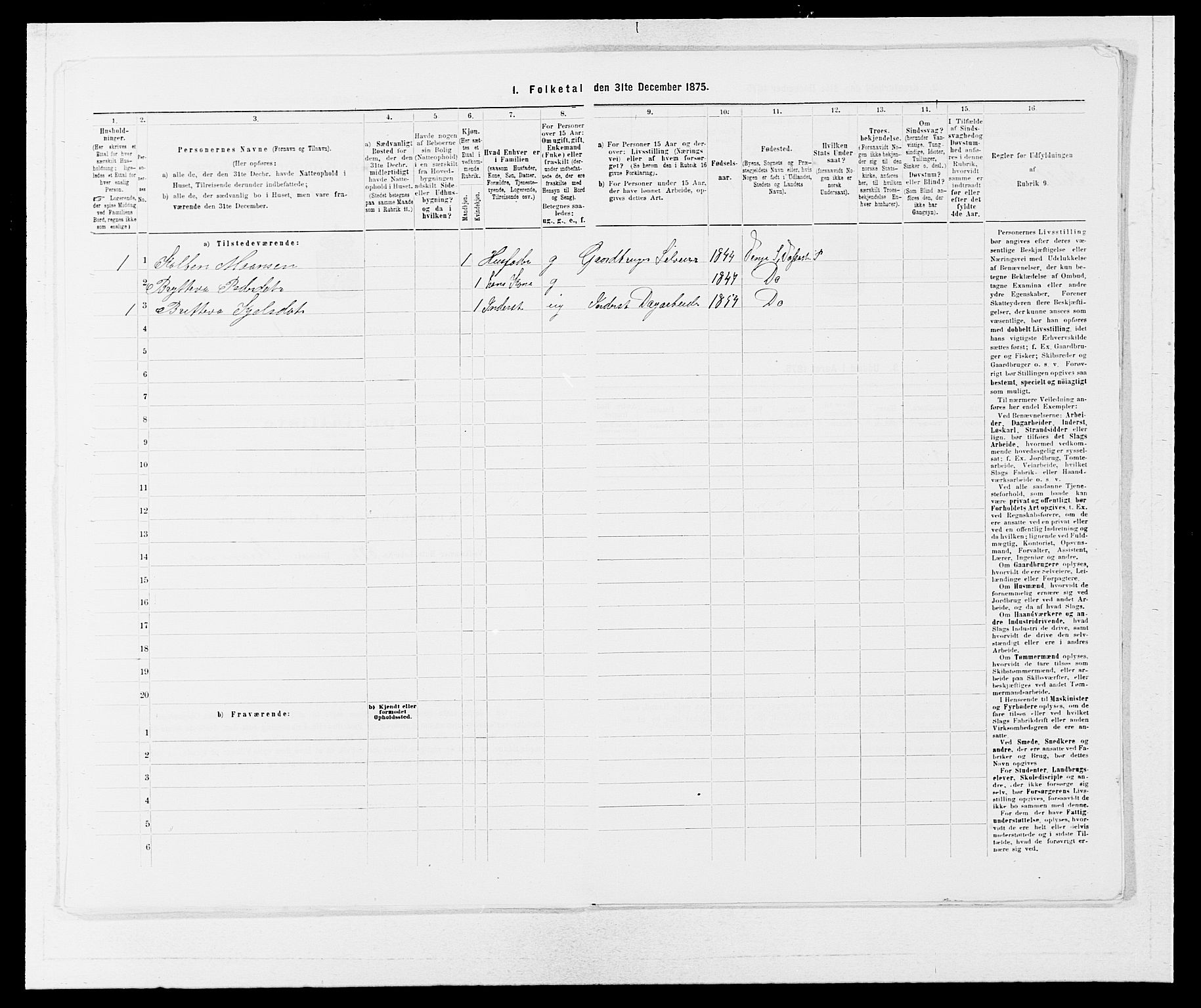 SAB, 1875 census for 1236P Vossestrand, 1875, p. 28