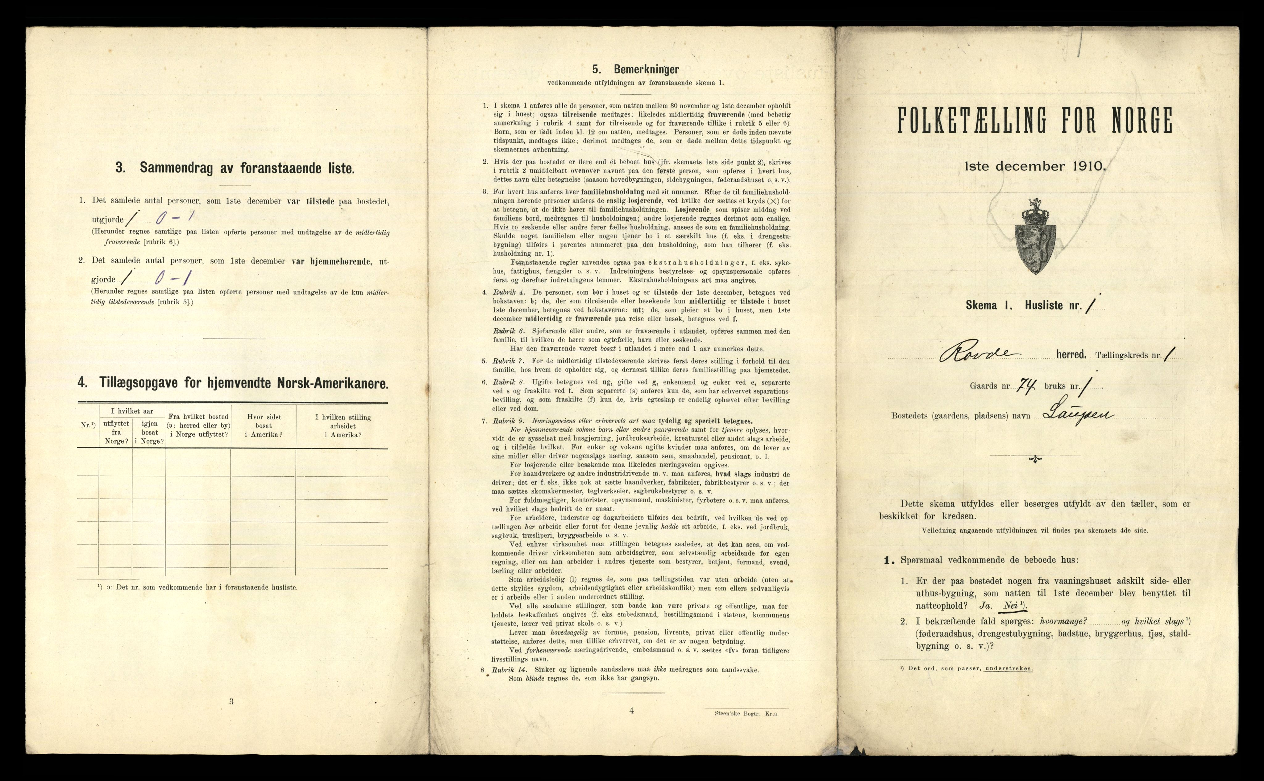 RA, 1910 census for Rovde, 1910, p. 24