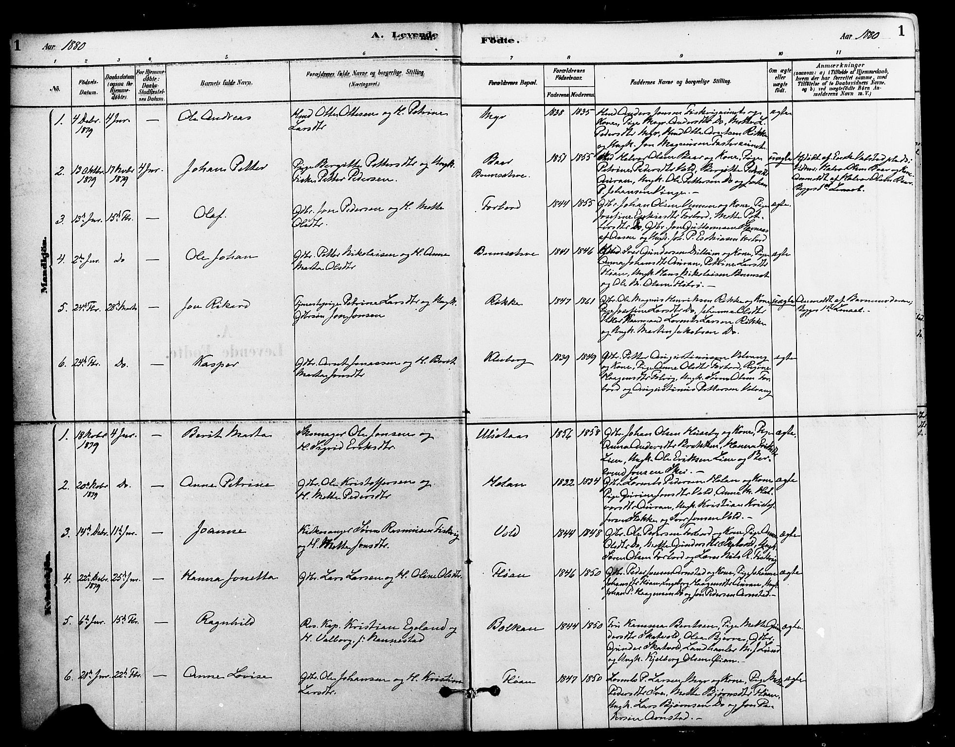 Ministerialprotokoller, klokkerbøker og fødselsregistre - Nord-Trøndelag, SAT/A-1458/712/L0100: Parish register (official) no. 712A01, 1880-1900, p. 1