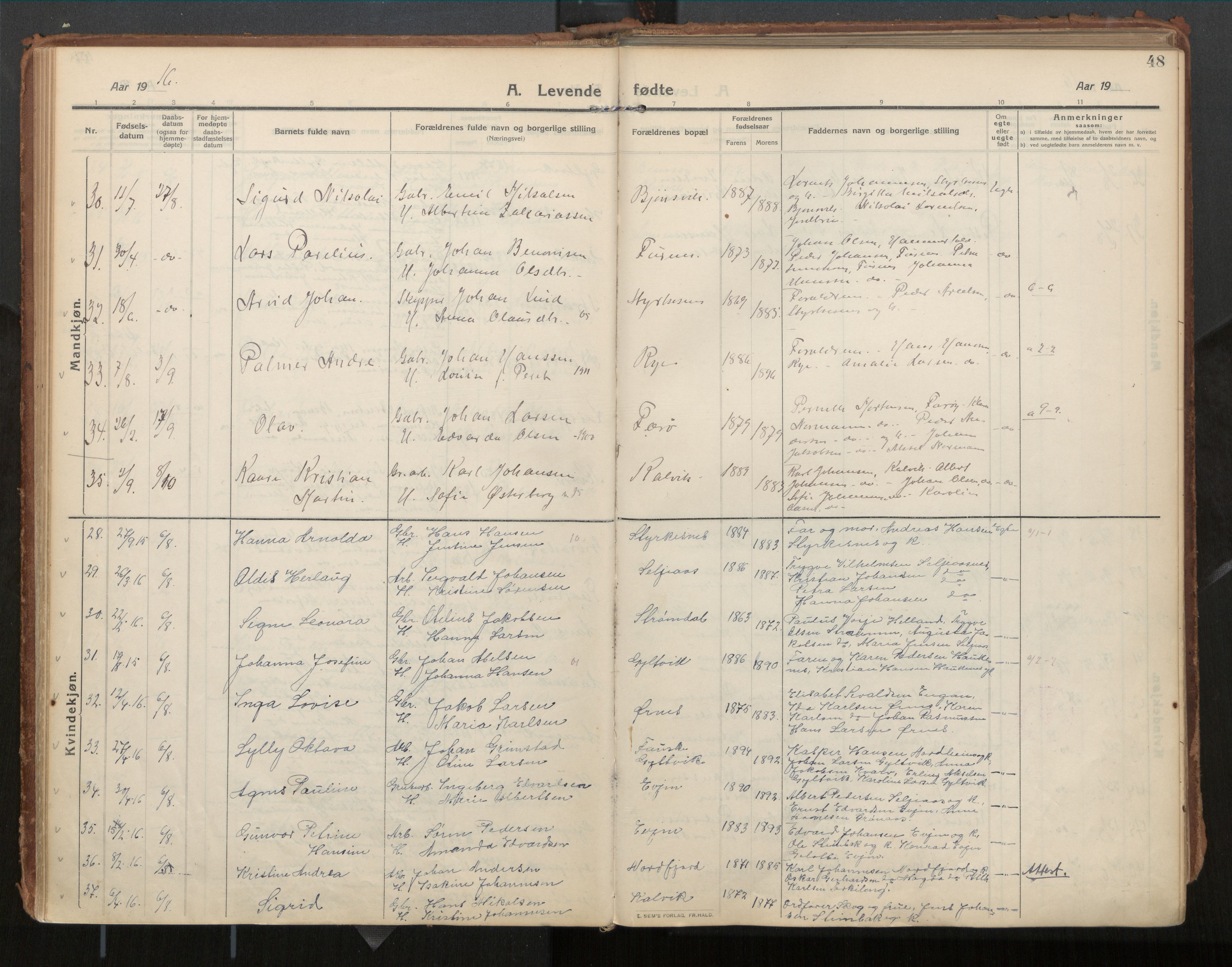Ministerialprotokoller, klokkerbøker og fødselsregistre - Nordland, SAT/A-1459/854/L0784: Parish register (official) no. 854A07, 1910-1922, p. 48