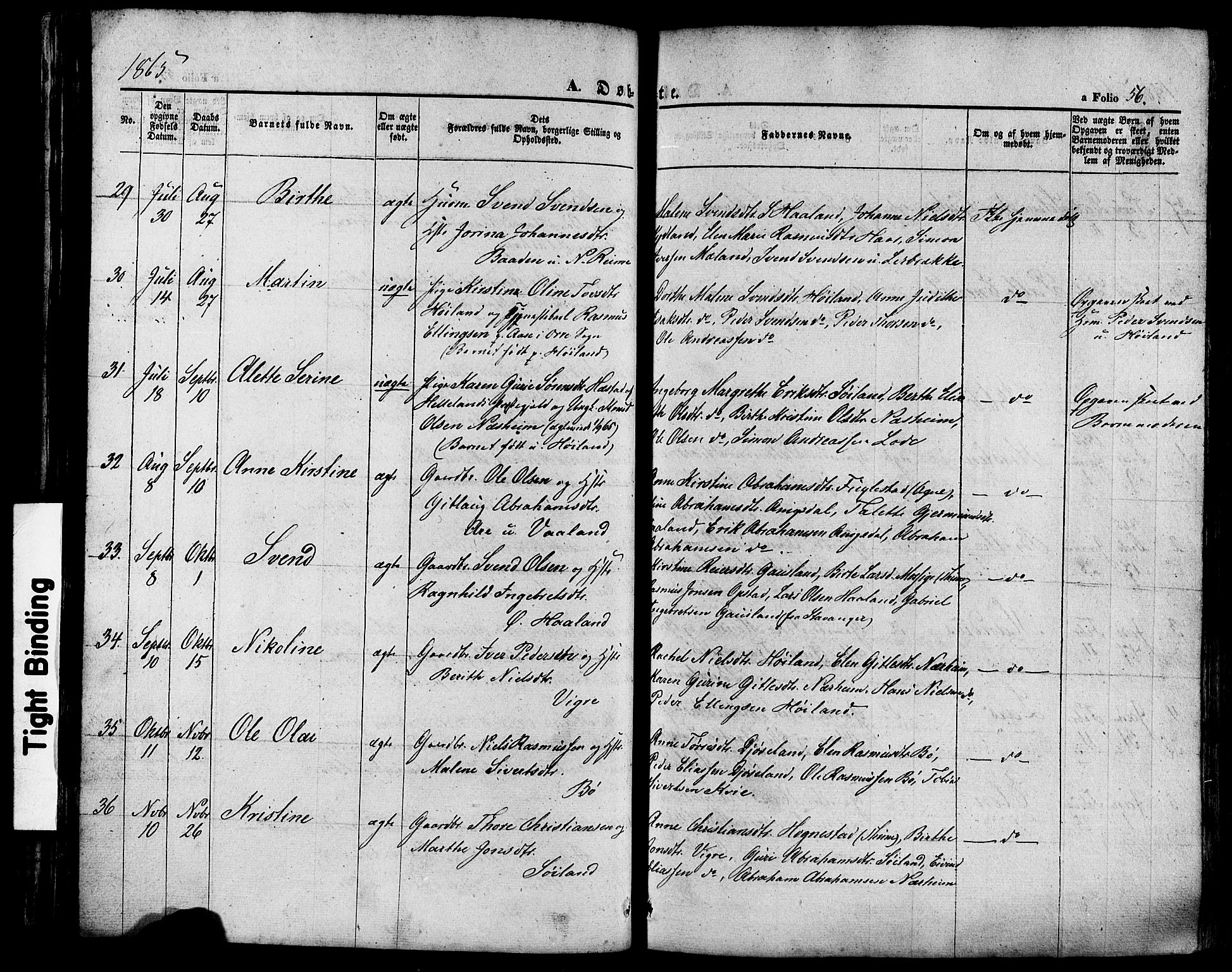 Hå sokneprestkontor, AV/SAST-A-101801/001/30BA/L0008: Parish register (official) no. A 7, 1853-1878, p. 56