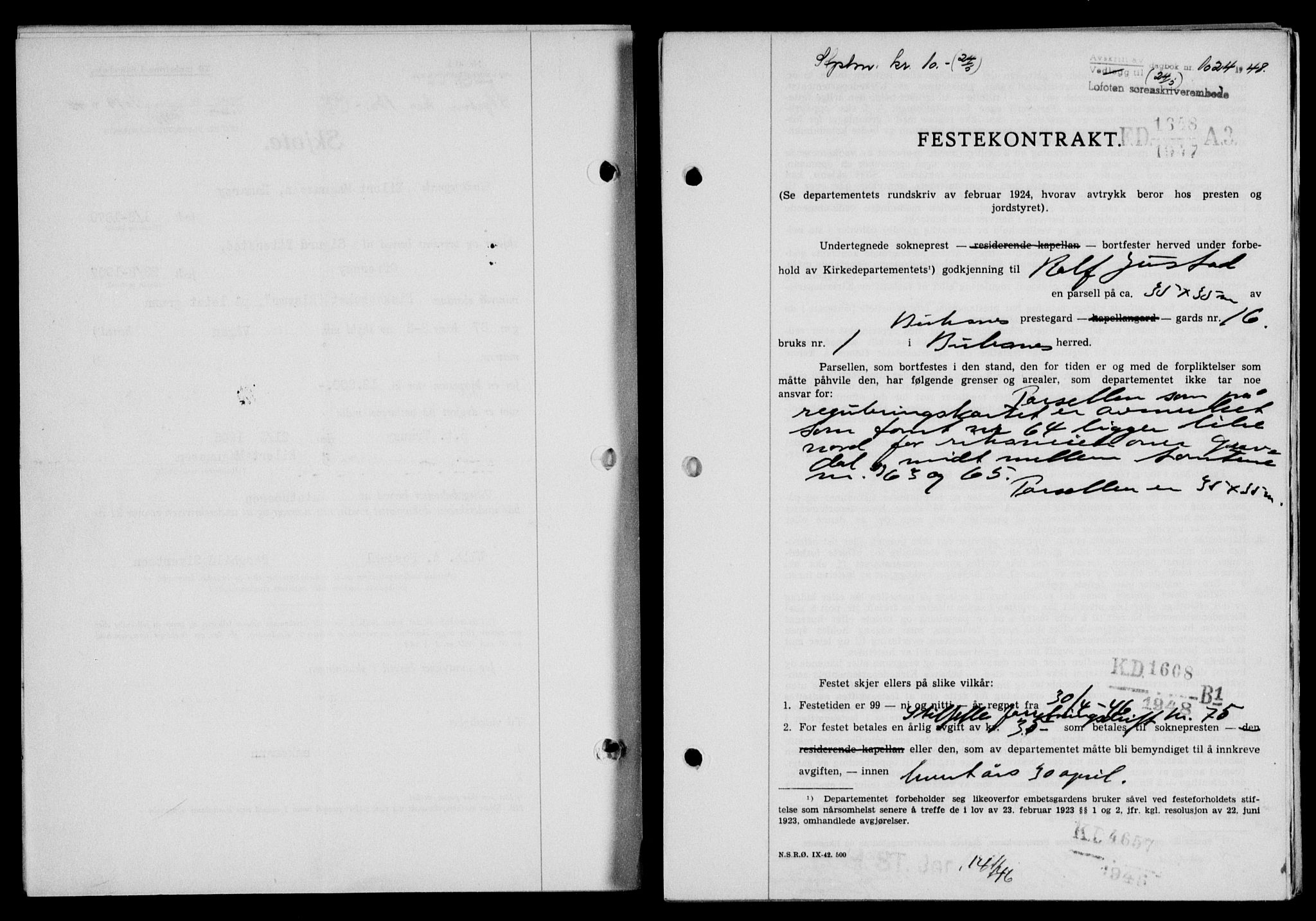 Lofoten sorenskriveri, SAT/A-0017/1/2/2C/L0018a: Mortgage book no. 18a, 1948-1948, Diary no: : 1024/1948