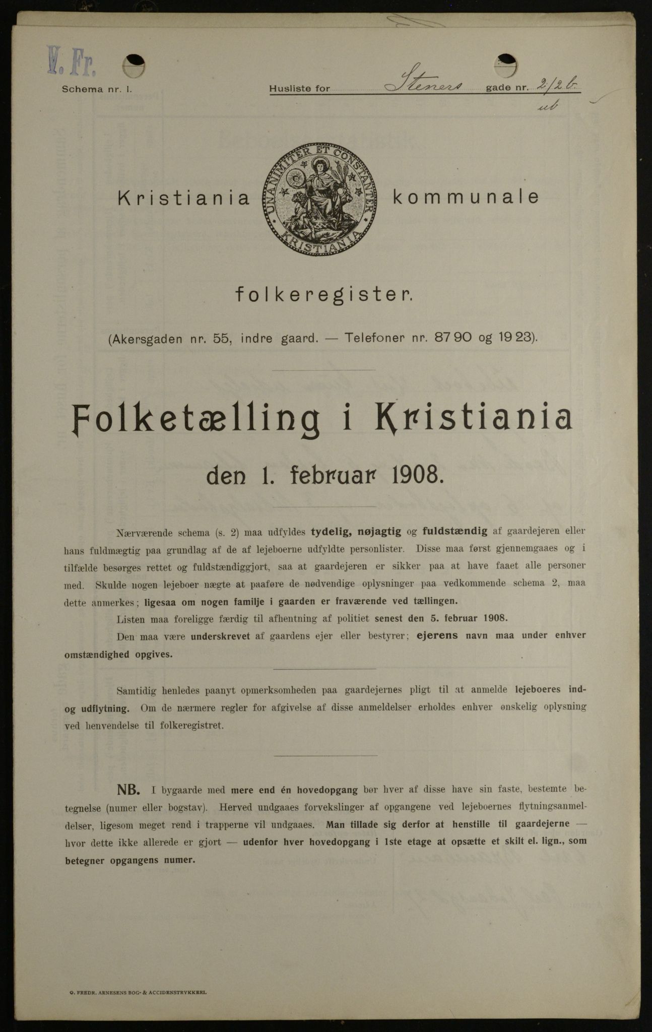 OBA, Municipal Census 1908 for Kristiania, 1908, p. 91153