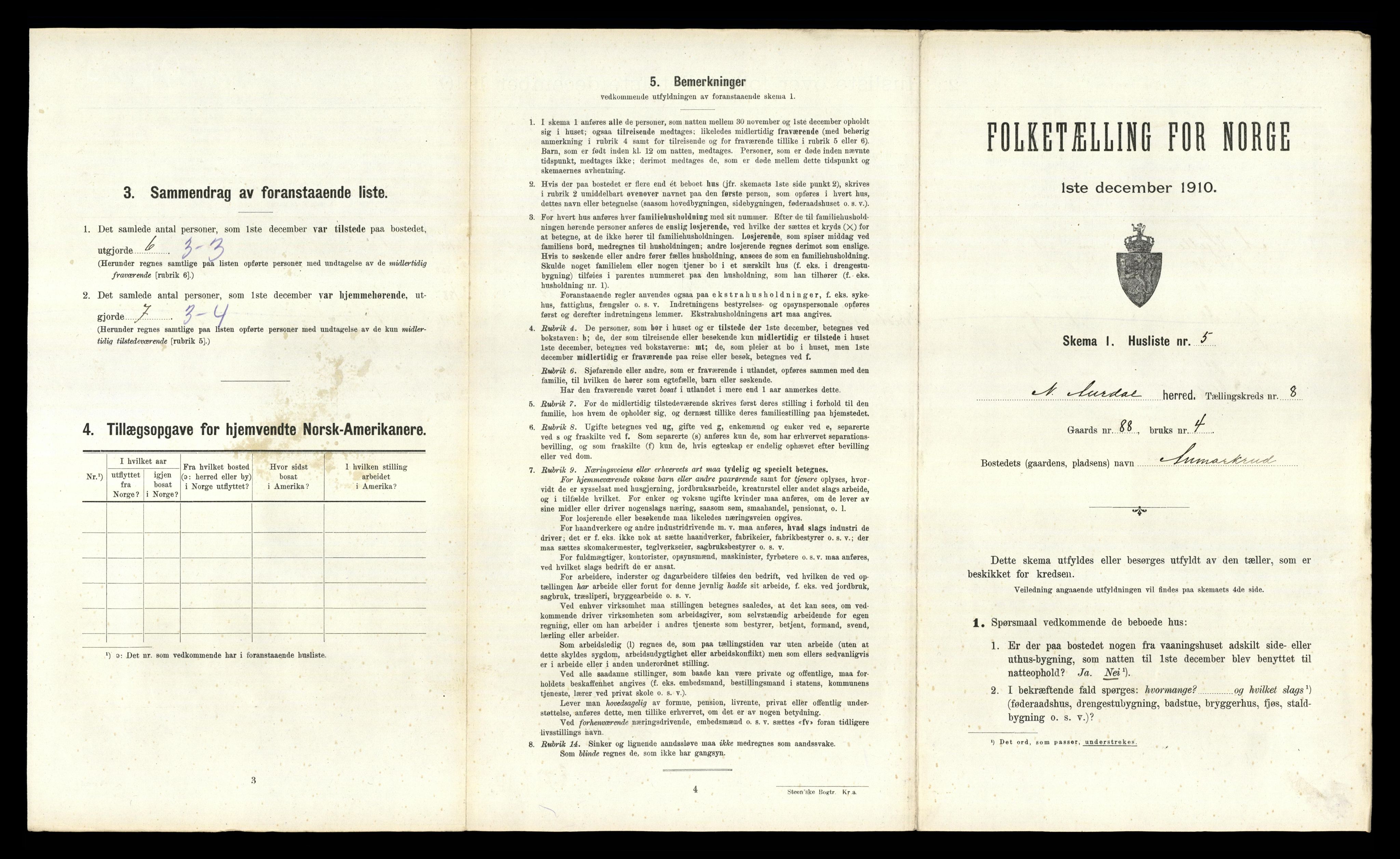 RA, 1910 census for Nord-Aurdal, 1910, p. 1117