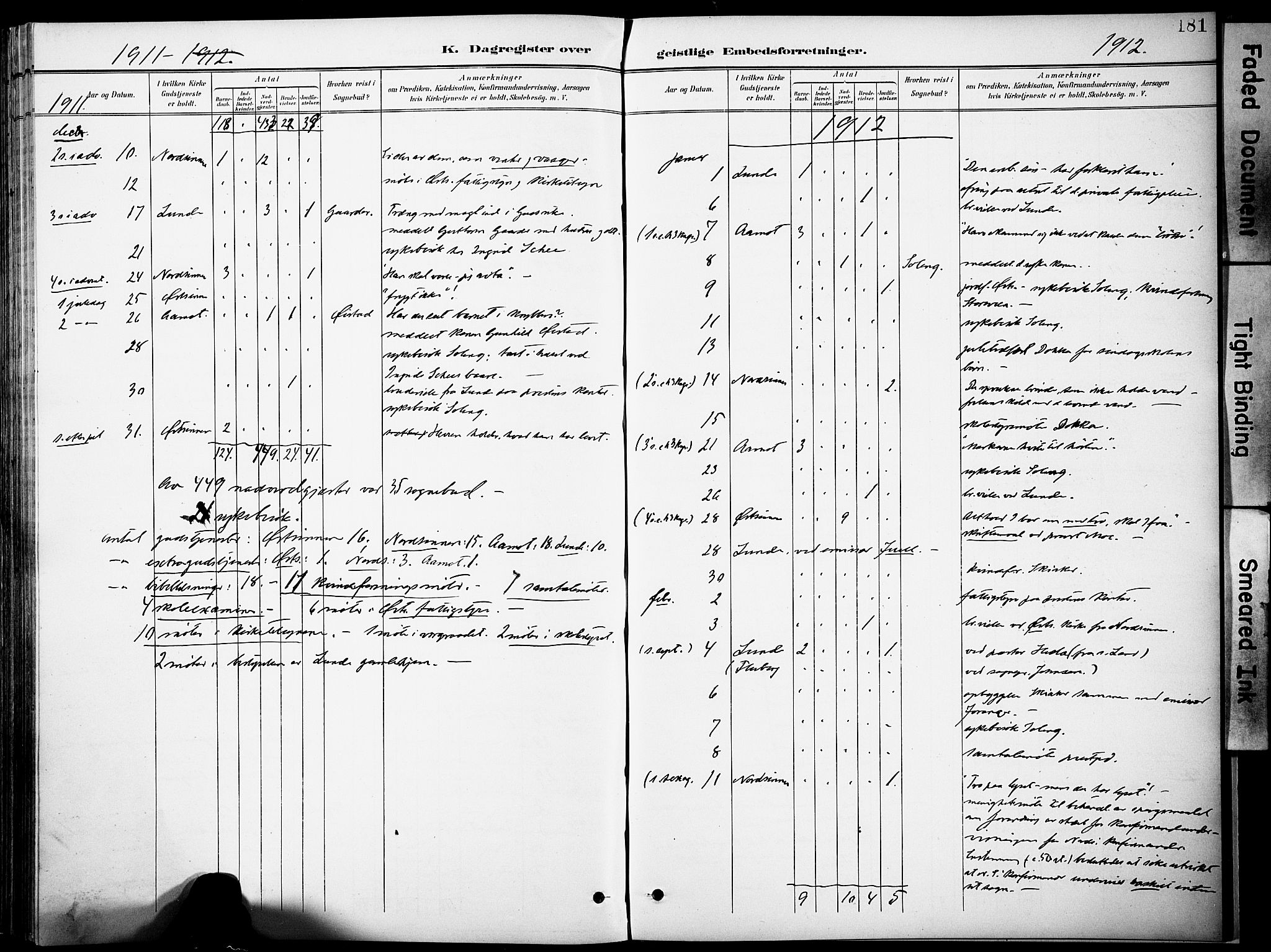 Nordre Land prestekontor, SAH/PREST-124/H/Ha/Haa/L0006: Parish register (official) no. 6, 1897-1914, p. 181