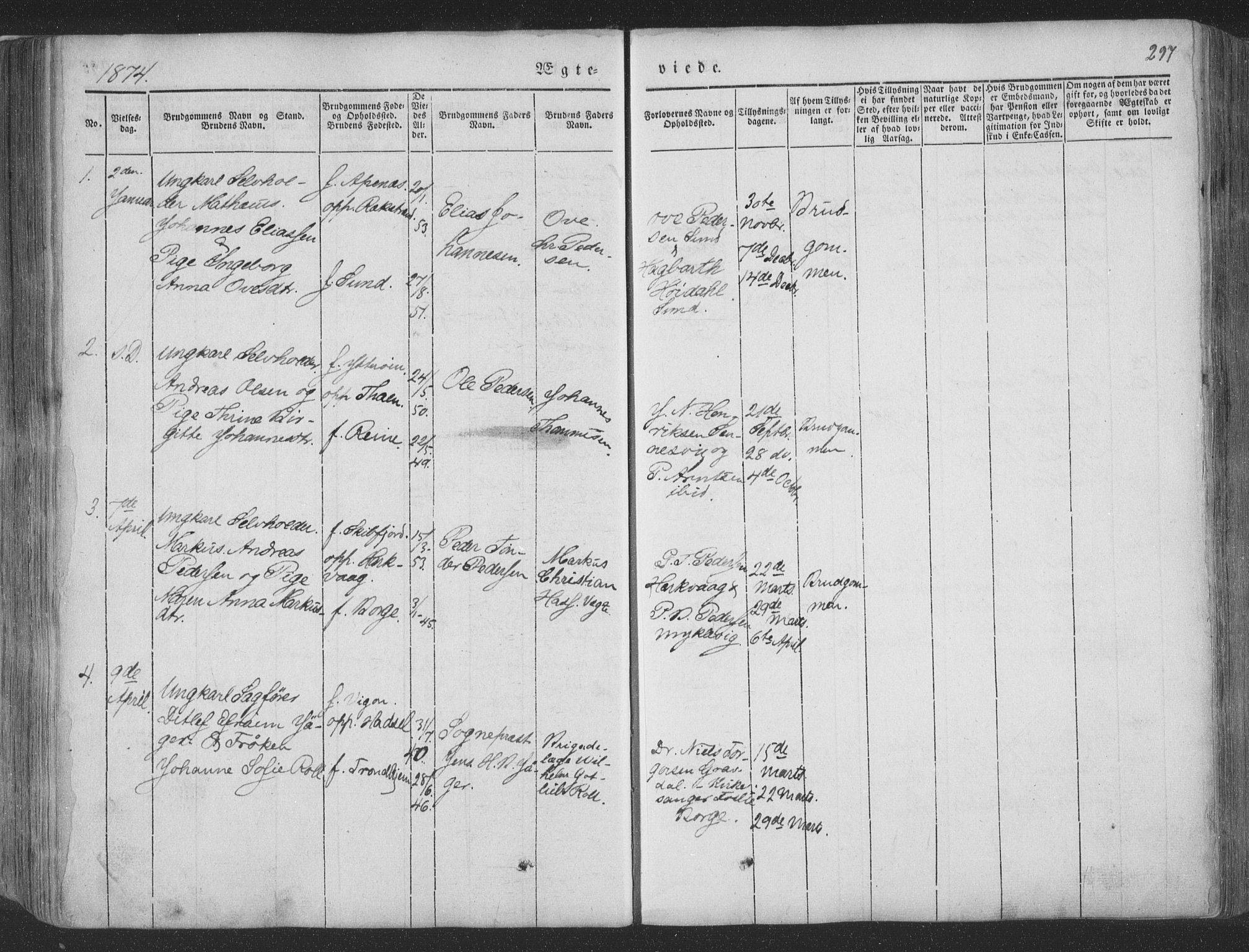 Ministerialprotokoller, klokkerbøker og fødselsregistre - Nordland, AV/SAT-A-1459/881/L1165: Parish register (copy) no. 881C02, 1854-1876, p. 297